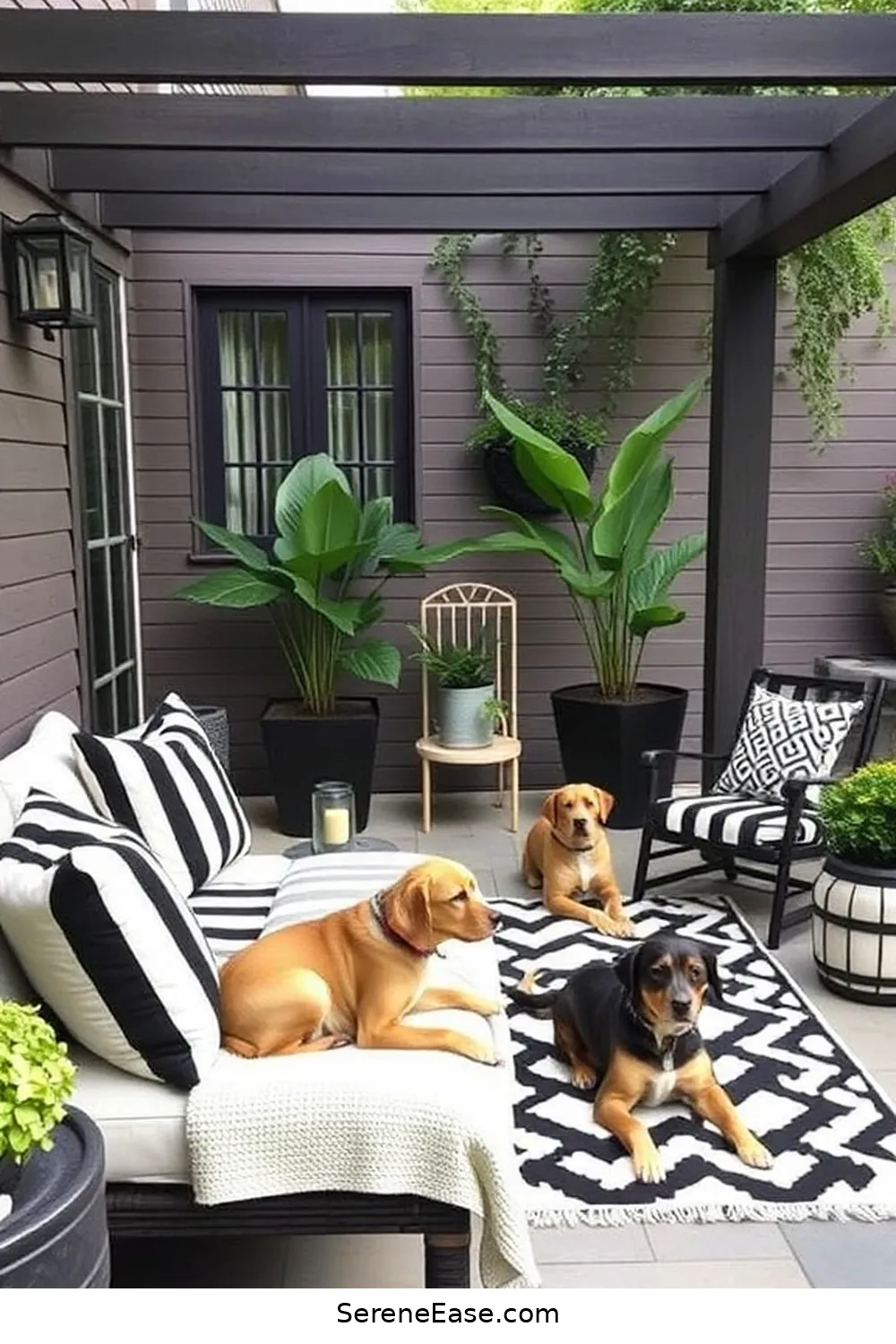 20 Ways to Create a Black and White Bohemian Style Outdoor Patio 11 Use Striped or Geometric Patterns for 20 Ways to Create a Black and White Bohemian Style Outdoor Patio