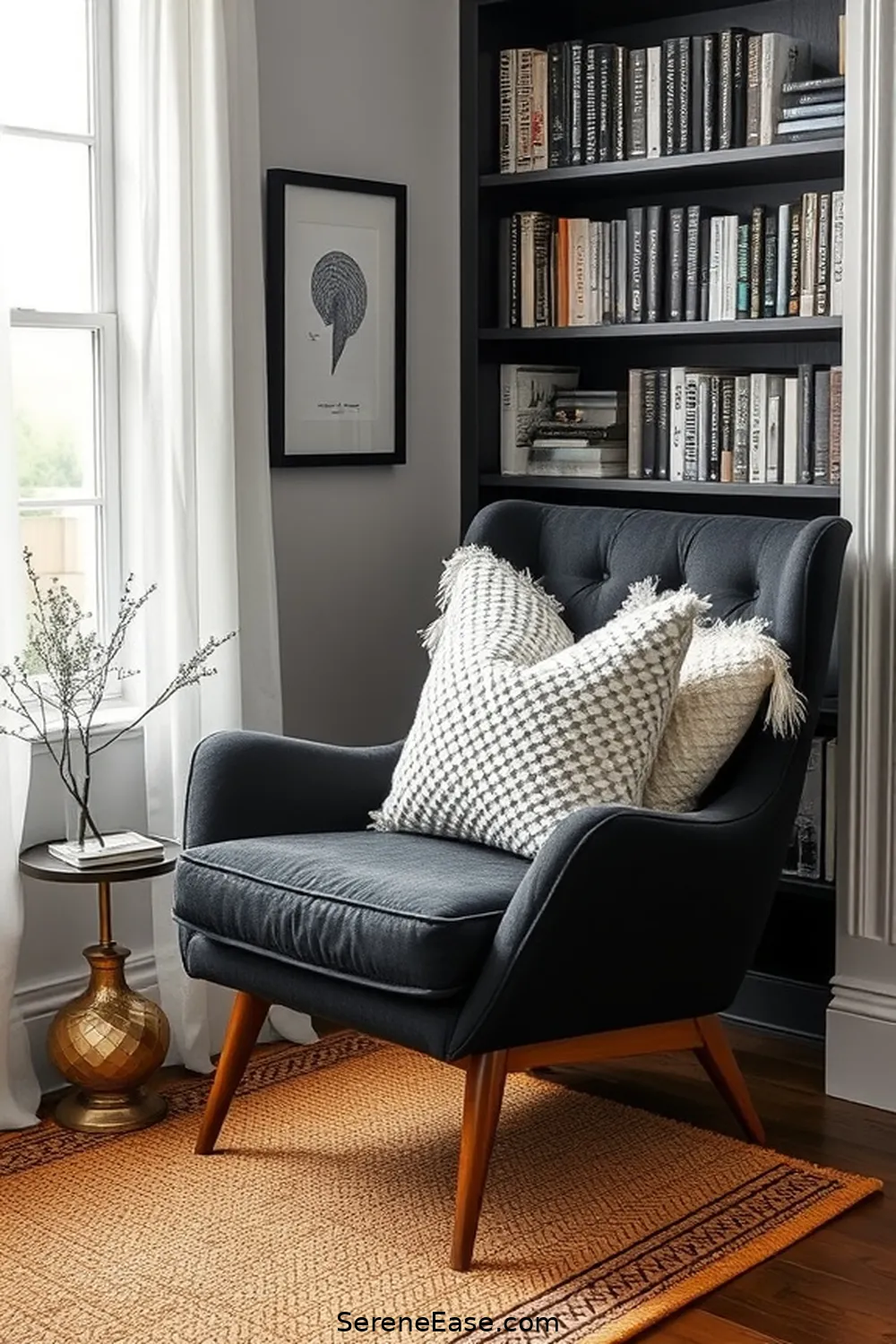 20 Ways to Create a Black and White Living Room in Mid Century Modern Style 19 Create a Cozy Reading Nook for 20 Ways to Create a Black and White Living Room in Mid Century Modern Style