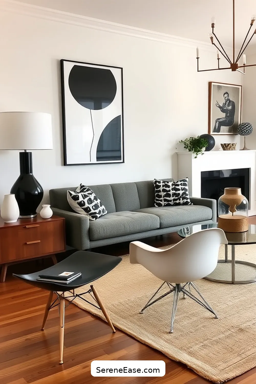 20 Ways to Create a Black and White Living Room in Mid Century Modern Style 14 Incorporate Vintage Accessories for 20 Ways to Create a Black and White Living Room in Mid Century Modern Style