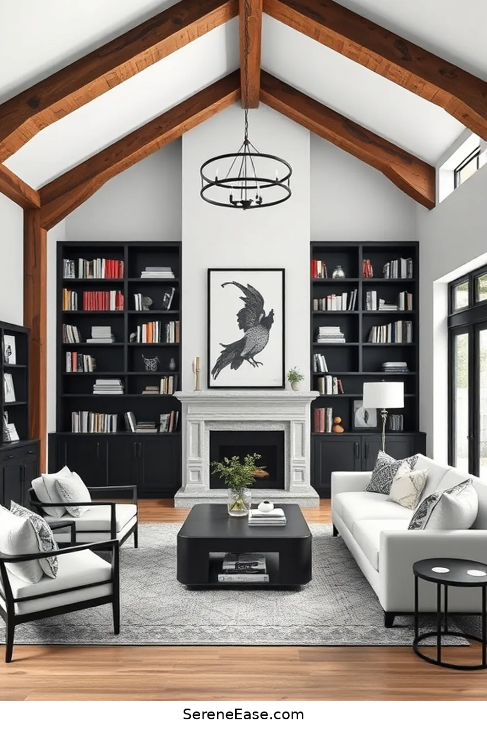 20 Ways to Create a Black and White Modern Farmhouse Library Style 18 Balance Modern and Rustic Elements for 20 Ways to Create a Black and White Modern Farmhouse Library Style