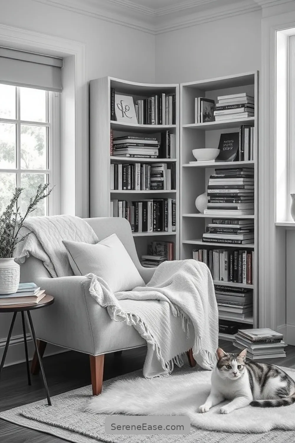 20 Ways to Create a Black and White Modern Farmhouse Library Style 5 Create a Cozy Reading Nook for 20 Ways to Create a Black and White Modern Farmhouse Library Style