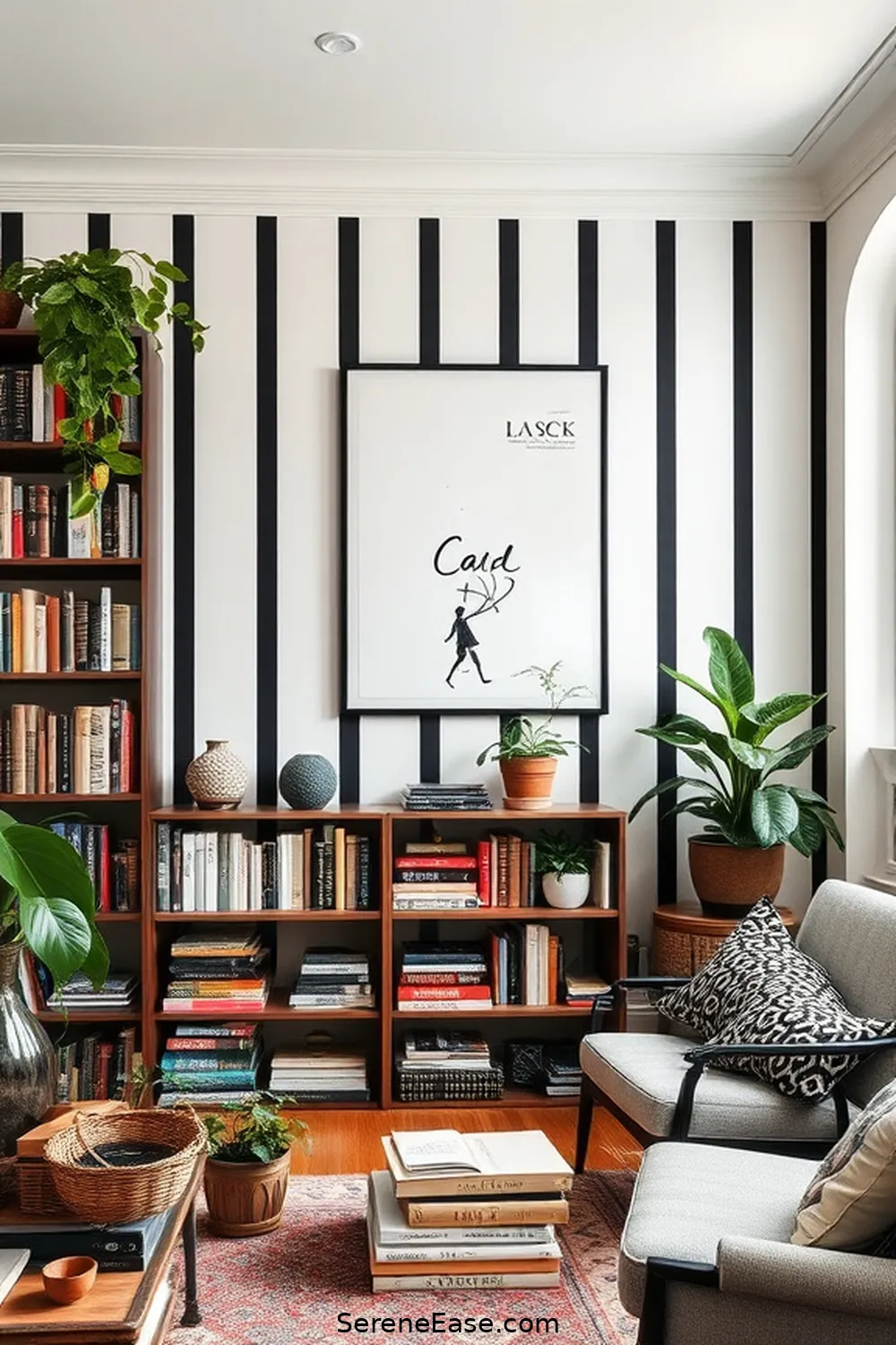 20 Ways to Create a Black and White Modern Farmhouse Library Style 19 Create a Feature Wall for 20 Ways to Create a Black and White Modern Farmhouse Library Style