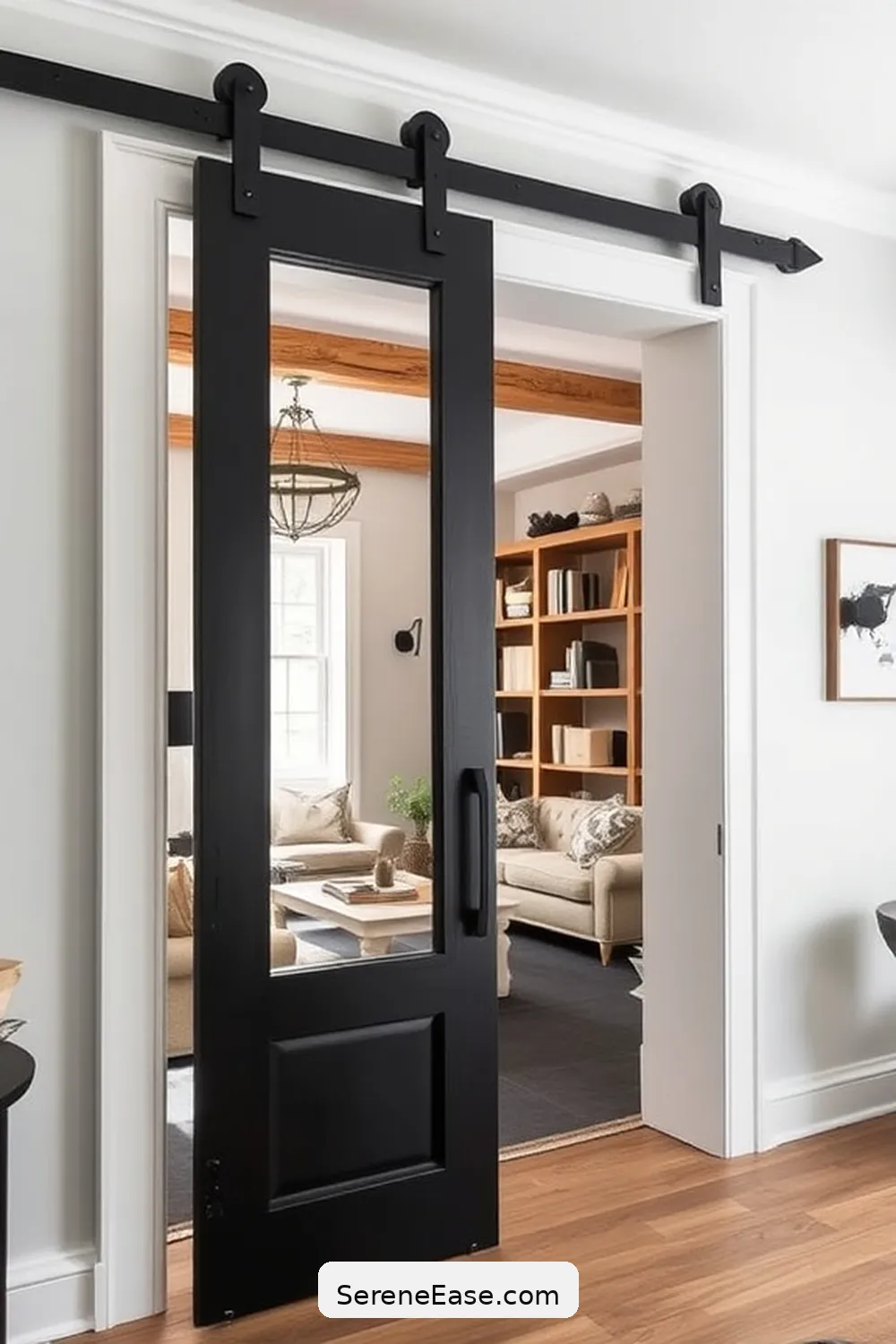 20 Ways to Create a Black and White Modern Farmhouse Library Style 12 Install a Barn Door for 20 Ways to Create a Black and White Modern Farmhouse Library Style