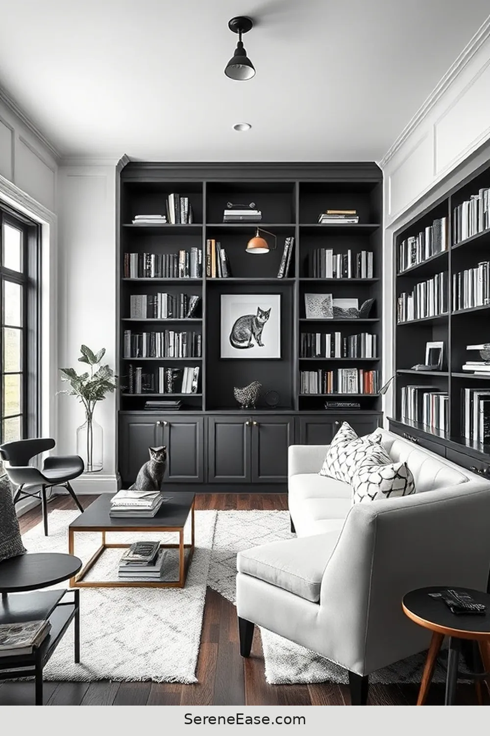 20 Ways to Create a Black and White Modern Farmhouse Library Style 21 Maintain an Organized Space for 20 Ways to Create a Black and White Modern Farmhouse Library Style