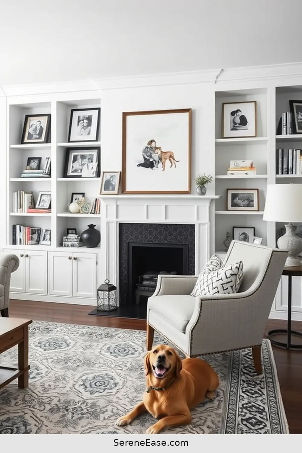 20 Ways to Create a Black and White Modern Farmhouse Library Style 15 Personalize With Family Photos for 20 Ways to Create a Black and White Modern Farmhouse Library Style