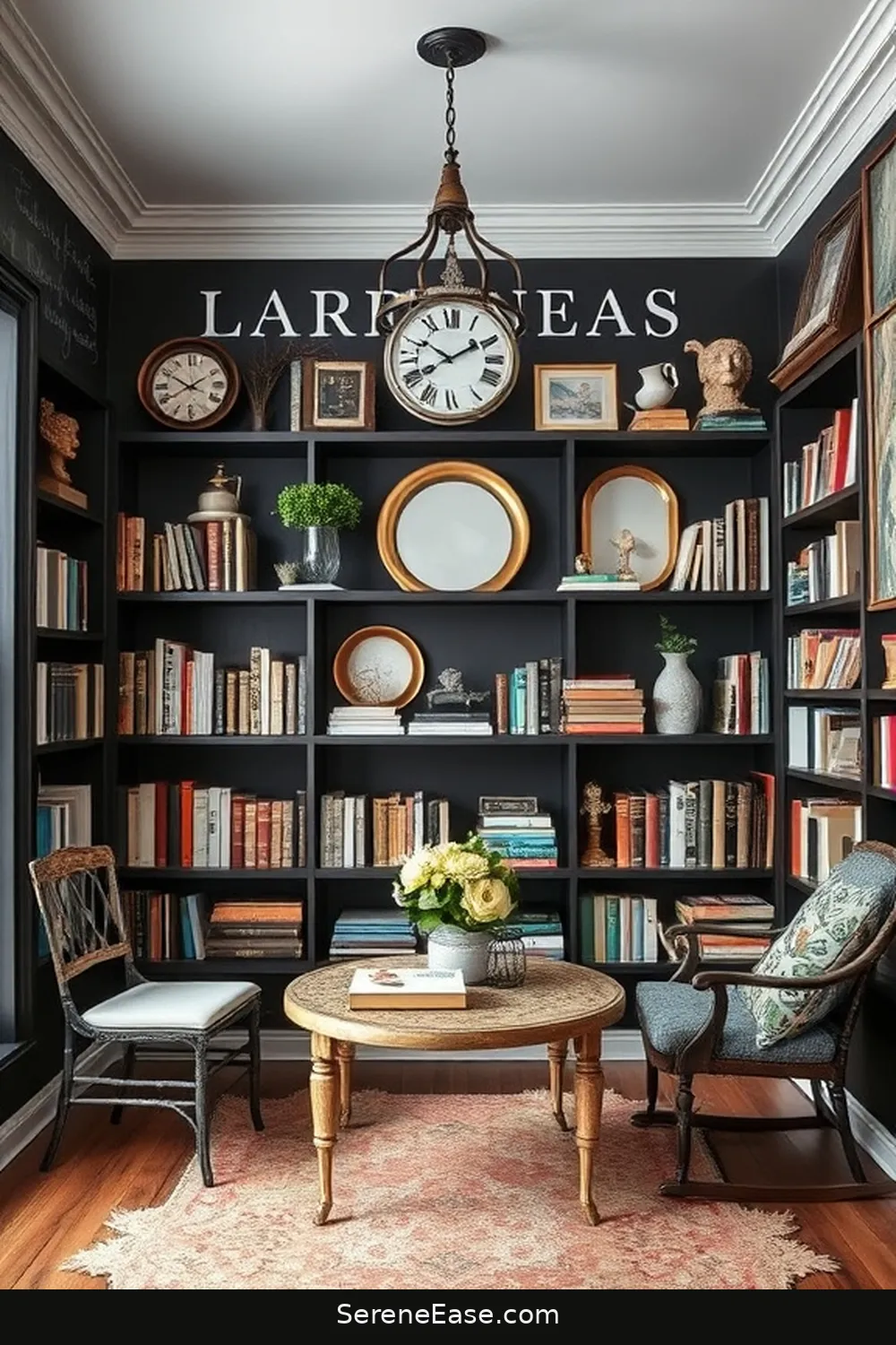 20 Ways to Create a Black and White Modern Farmhouse Library Style 17 Use Chalkboard Paint for Creative Displays for 20 Ways to Create a Black and White Modern Farmhouse Library Style