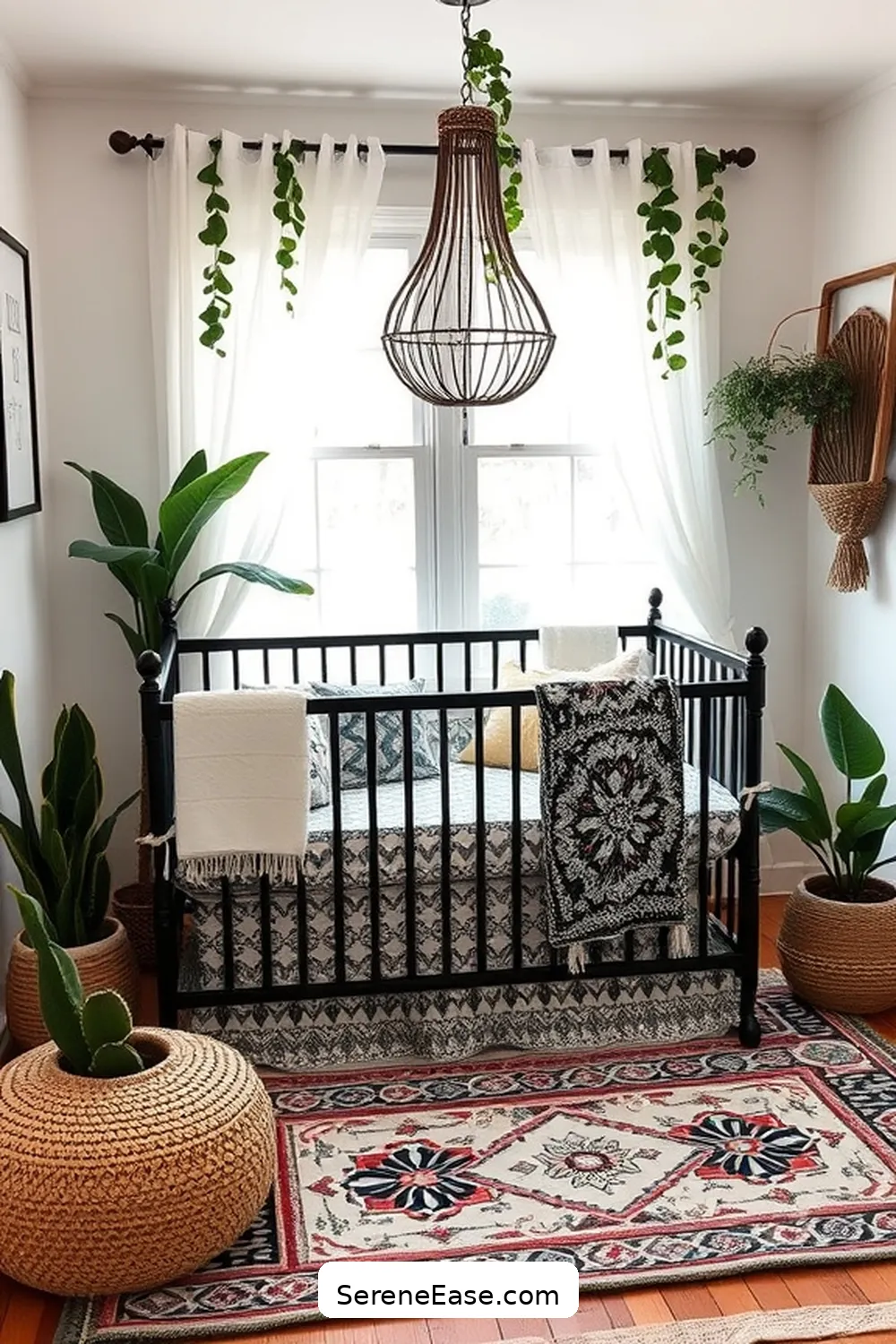 Add Boho-Inspired Crib Bedding for 20 Ways to Incorporate Black and White Style in a Bohemian Nursery