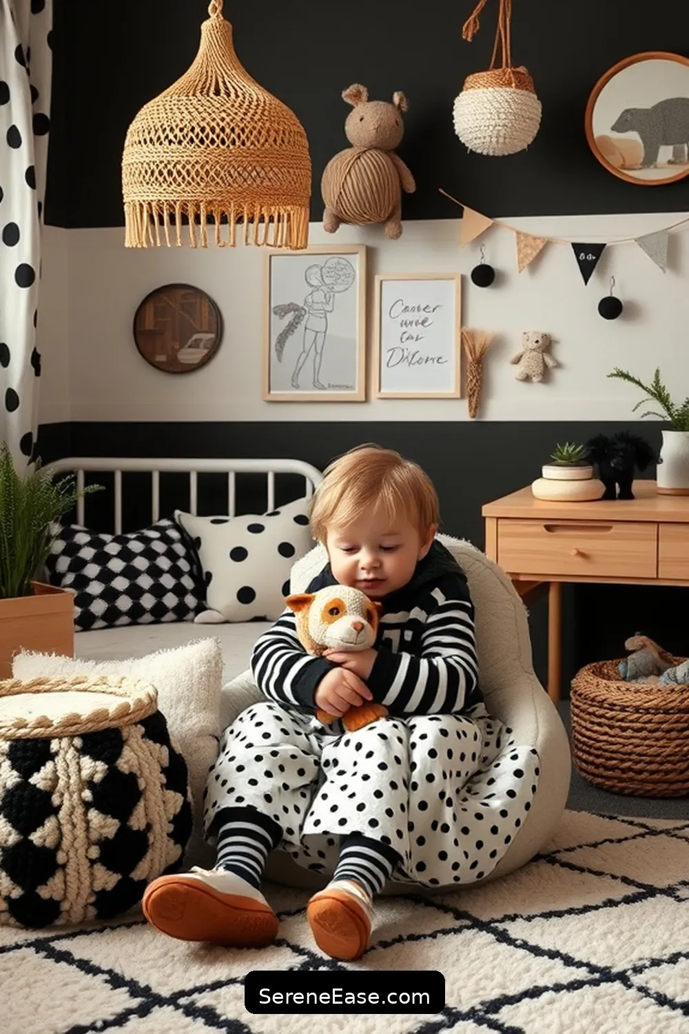 Choose a Black and White Color Palette for 20 Ways to Incorporate Black and White Style in a Bohemian Nursery