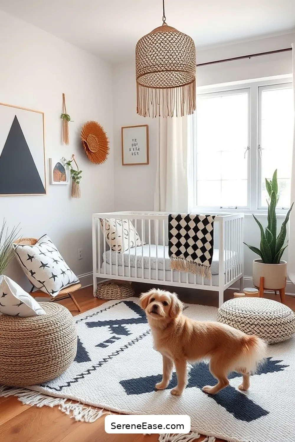 Feature Geometric Shapes for 20 Ways to Incorporate Black and White Style in a Bohemian Nursery