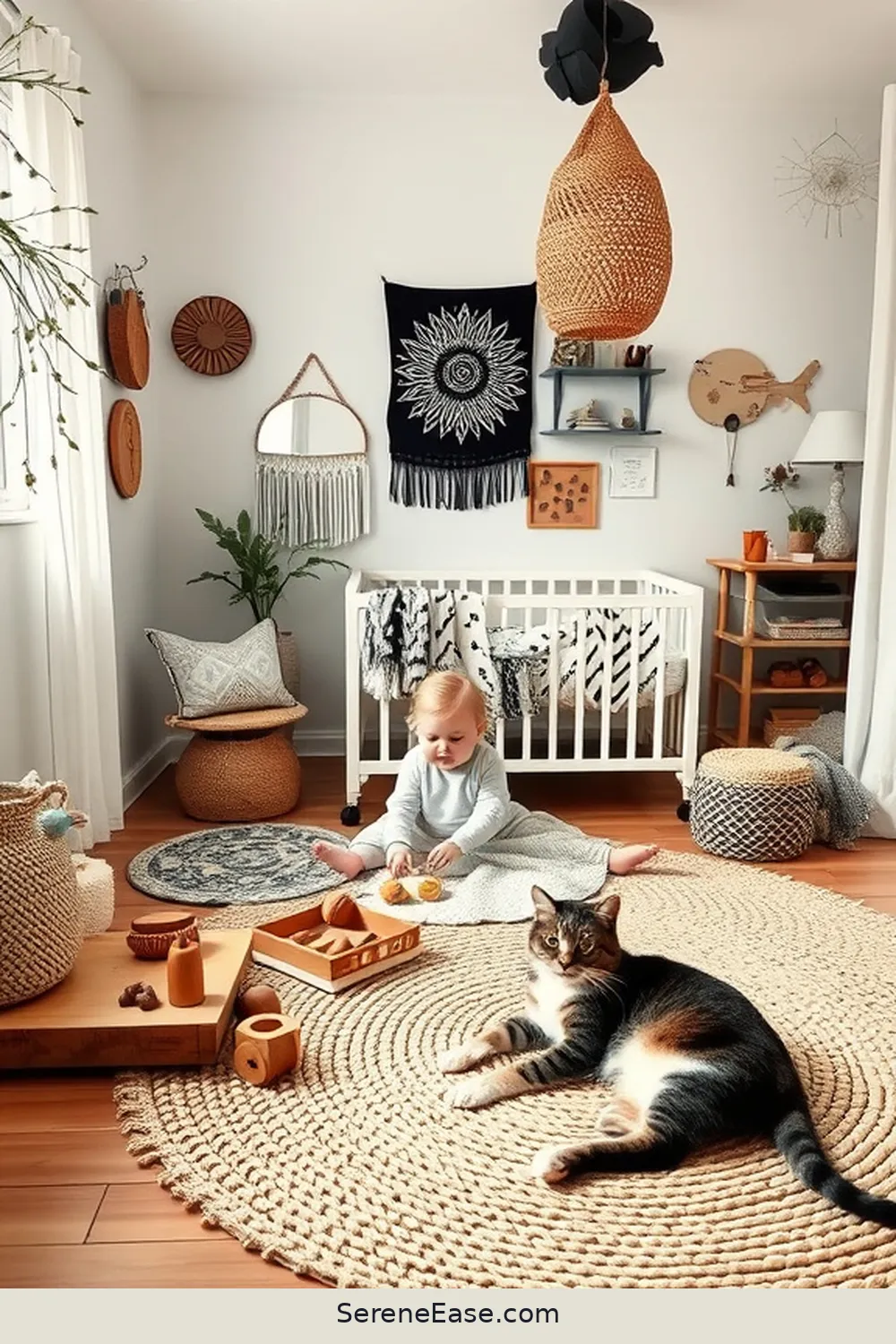 Personalize With Handcrafted Items for 20 Ways to Incorporate Black and White Style in a Bohemian Nursery