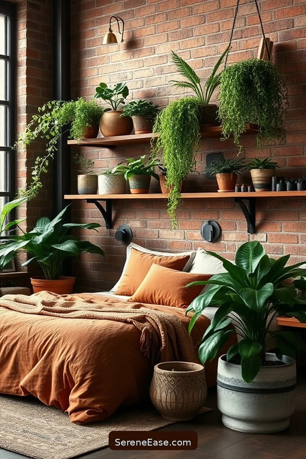 Add Greenery With Indoor Plants for 20 Ways to Incorporate Earth Tones in Industrial Style Bedrooms