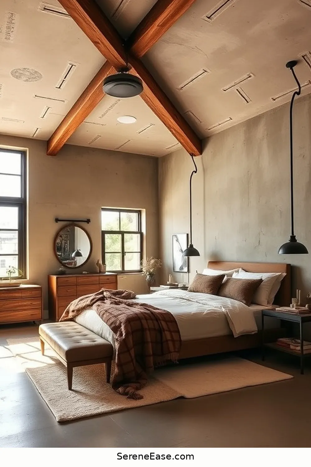 Choose a Neutral Yet Warm Color for Ceilings for 20 Ways to Incorporate Earth Tones in Industrial Style Bedrooms