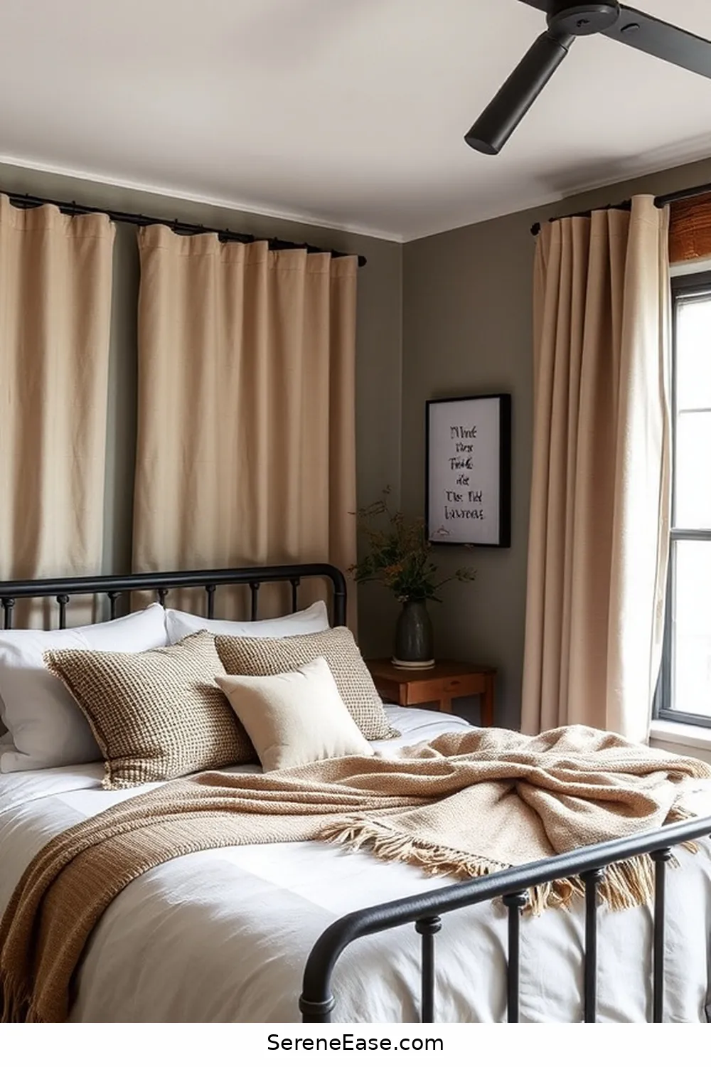Implement Soft Furnishings in Natural Fabrics for 20 Ways to Incorporate Earth Tones in Industrial Style Bedrooms