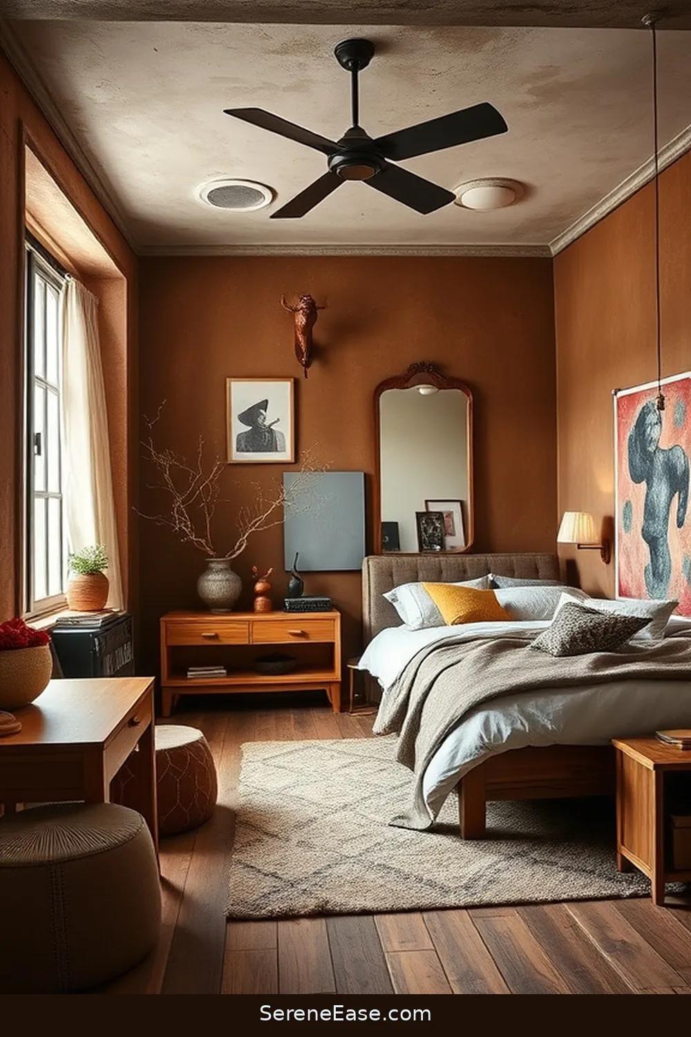 Incorporate Natural Wood Furniture for 20 Ways to Incorporate Earth Tones in Industrial Style Bedrooms