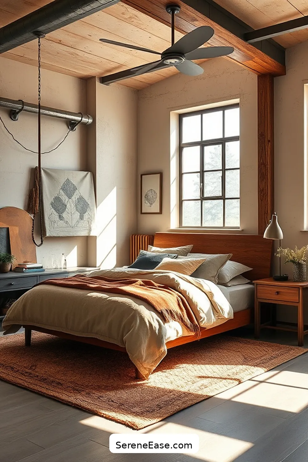 Integrate Metal Elements With Warm Finishes for 20 Ways to Incorporate Earth Tones in Industrial Style Bedrooms