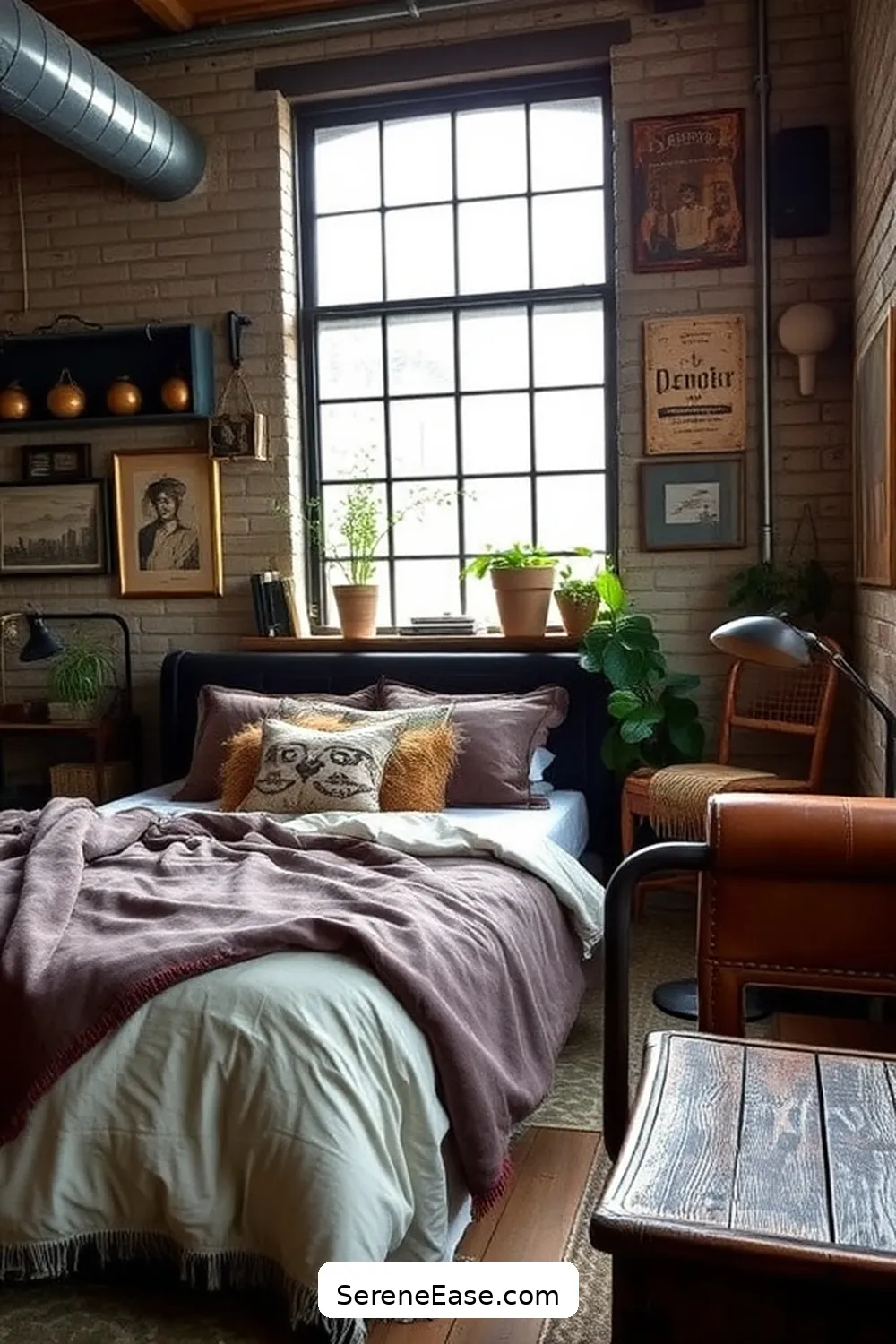 Mix in Vintage Industrial Pieces for 20 Ways to Incorporate Earth Tones in Industrial Style Bedrooms