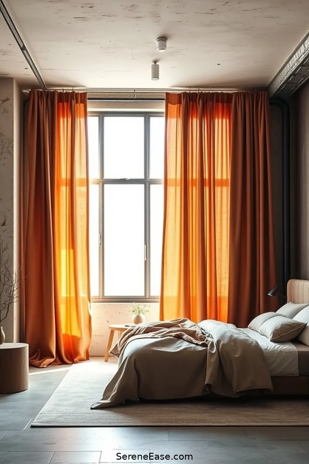 Use Earth Tones in Window Treatments for 20 Ways to Incorporate Earth Tones in Industrial Style Bedrooms