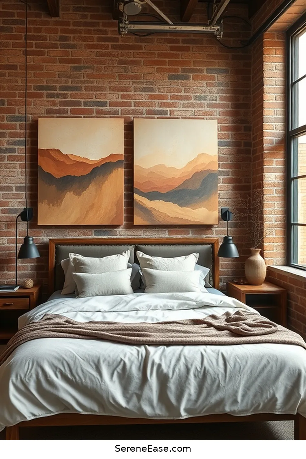 Use Earthy Colored Paintings or Prints for 20 Ways to Incorporate Earth Tones in Industrial Style Bedrooms