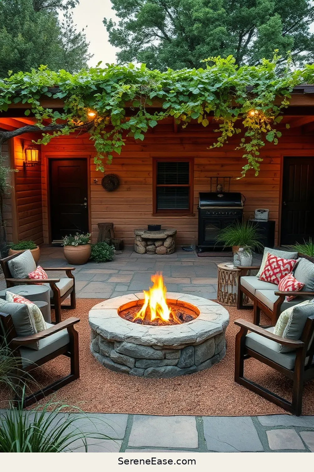 20 Ways to Incorporate Earth Tones in Your Rustic Style Outdoor Patio 12 Add a Fire Pit for 20 Ways to Incorporate Earth Tones in Your Rustic Style Outdoor Patio