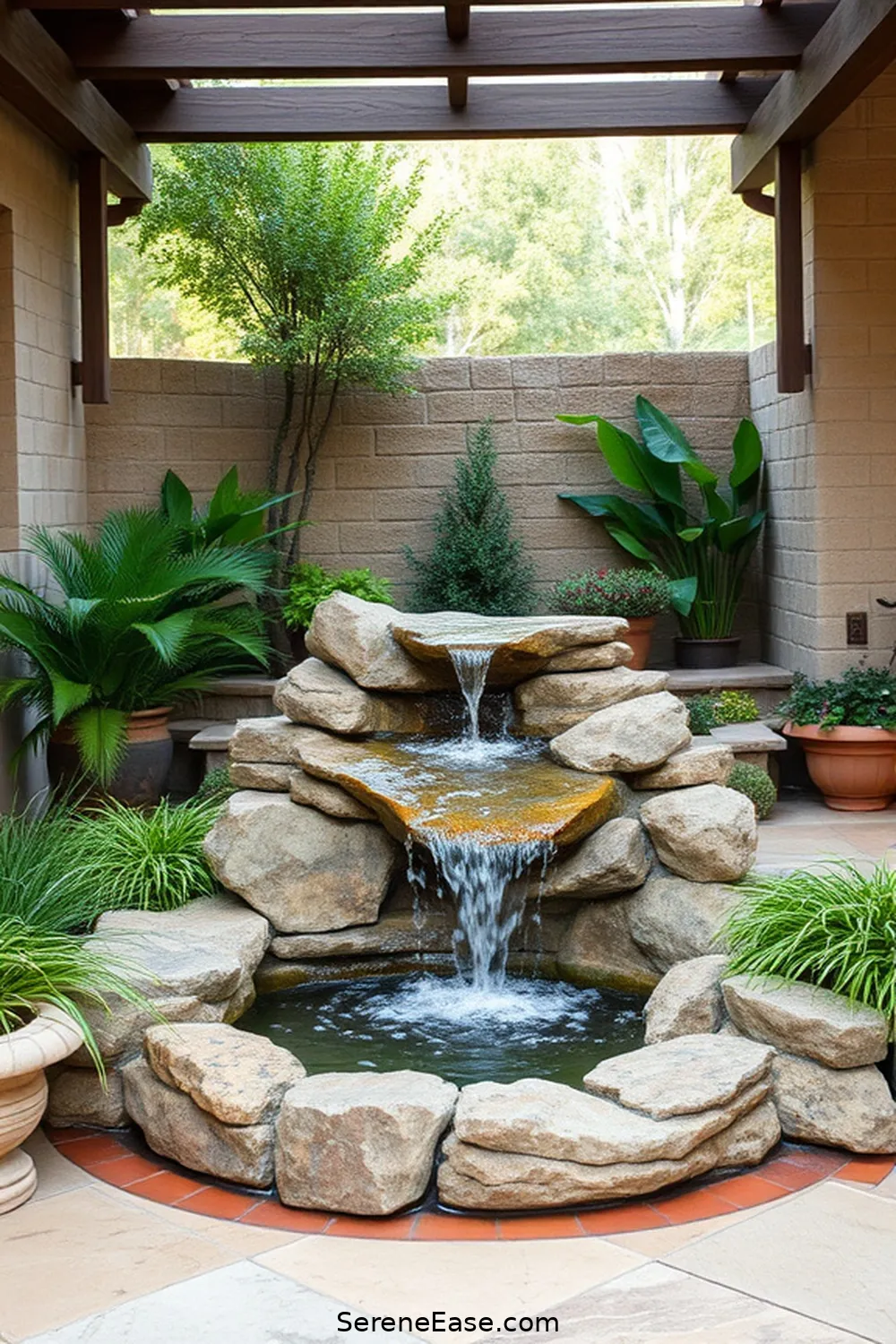 20 Ways to Incorporate Earth Tones in Your Rustic Style Outdoor Patio 19 Add a Water Feature for 20 Ways to Incorporate Earth Tones in Your Rustic Style Outdoor Patio