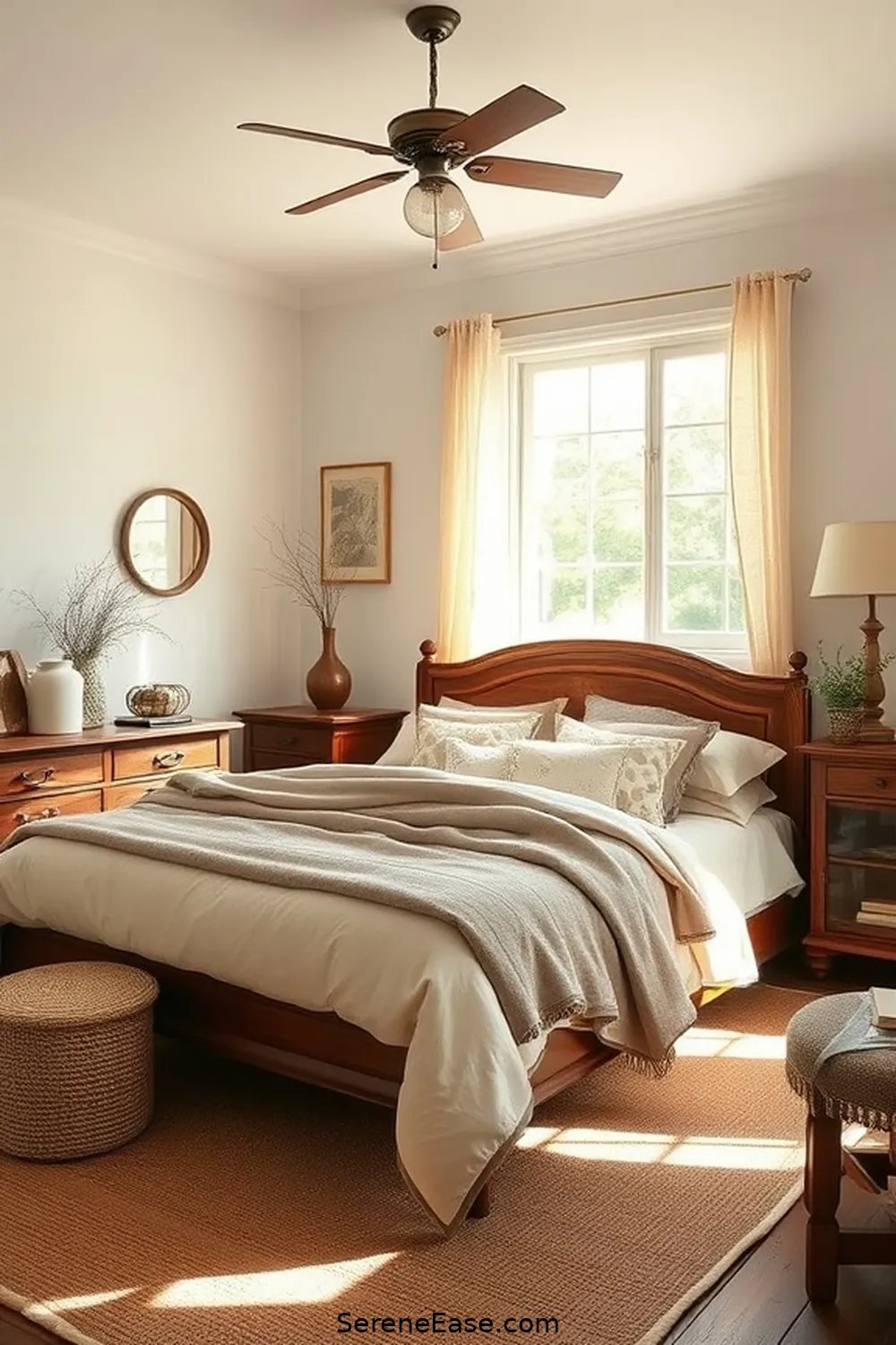 Choose Vintage or Antique Pieces for 20 Ways to Incorporate Earth Tones in a Modern Farmhouse Style Bedroom