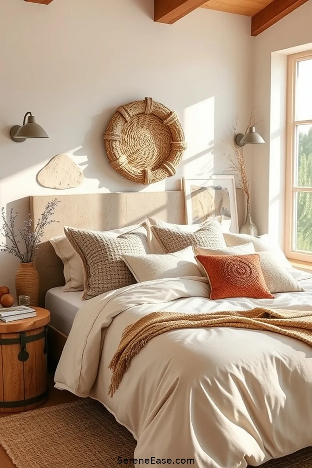 Integrate Stone or Clay Decor for 20 Ways to Incorporate Earth Tones in a Modern Farmhouse Style Bedroom