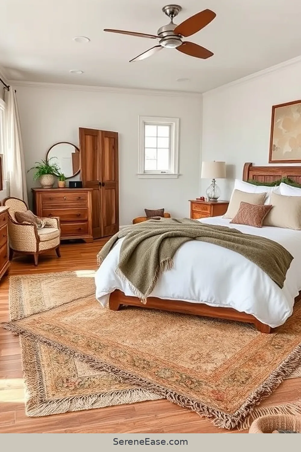 Layer With Earthy Rugs for 20 Ways to Incorporate Earth Tones in a Modern Farmhouse Style Bedroom