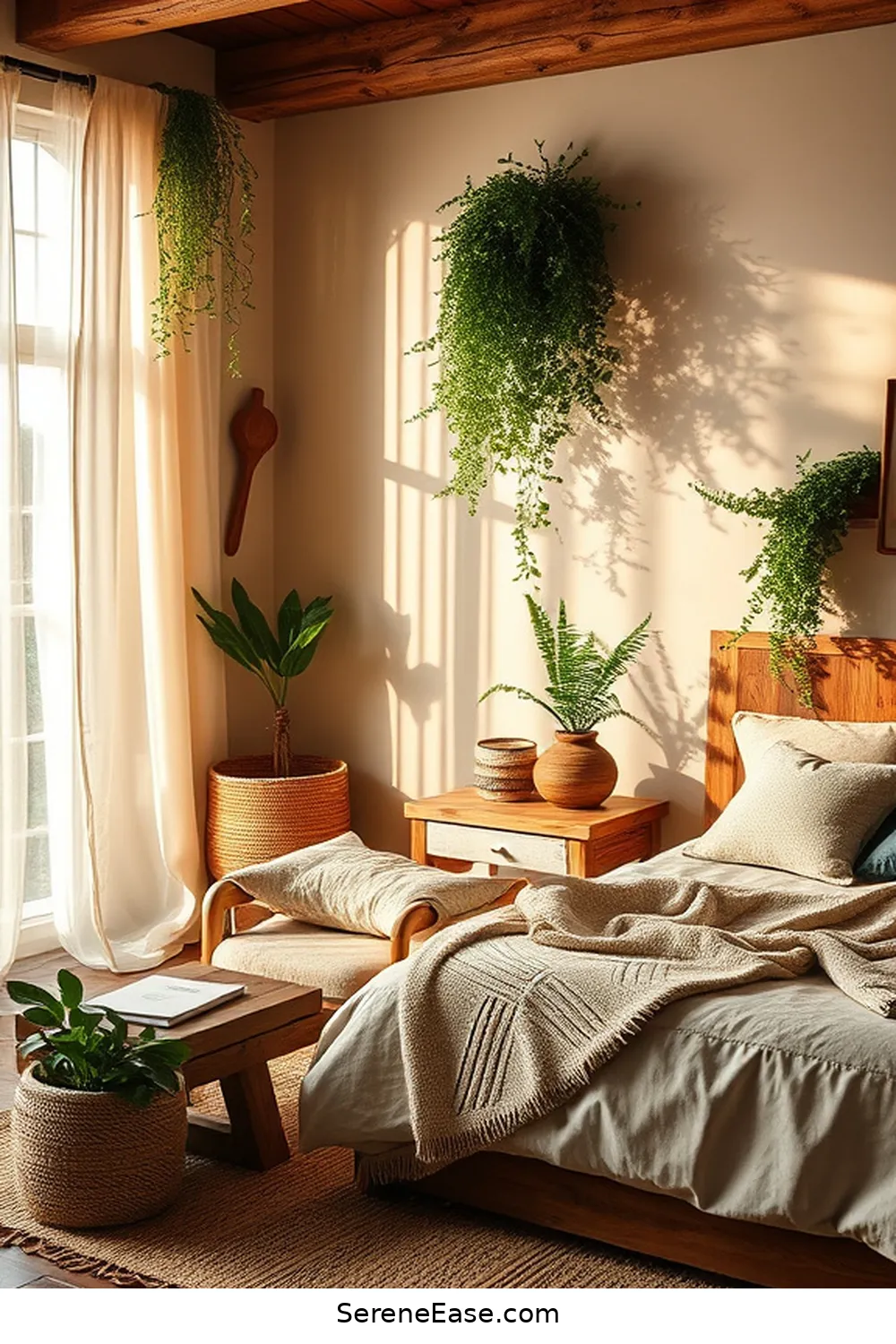 Use Natural Wood Furniture for 20 Ways to Incorporate Earth Tones in a Modern Farmhouse Style Bedroom