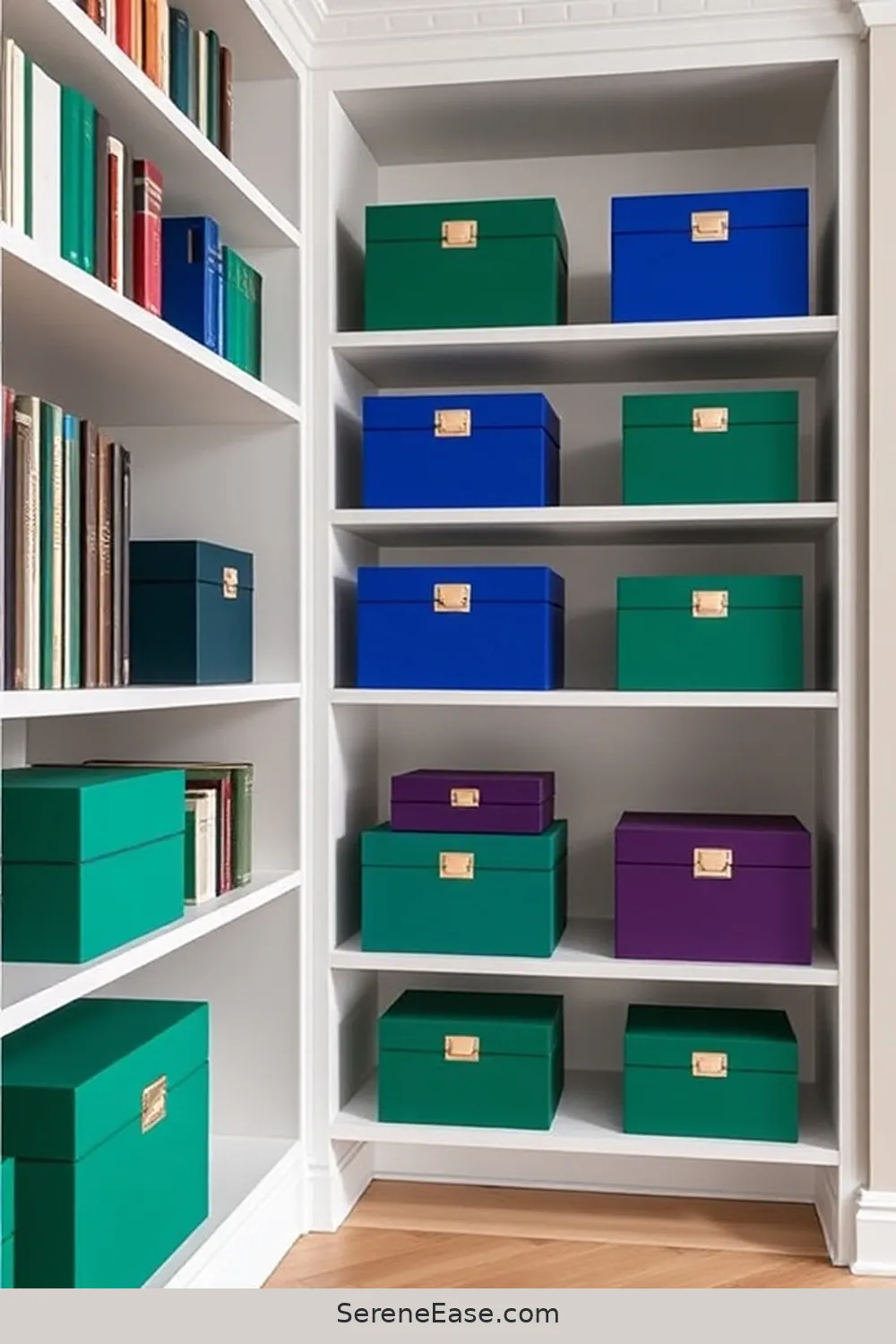 20 Ways to Incorporate Jewel Tones in Scandinavian Style Libraries 19 Use Colorful Storage Solutions for 20 Ways to Incorporate Jewel Tones in Scandinavian Style Libraries