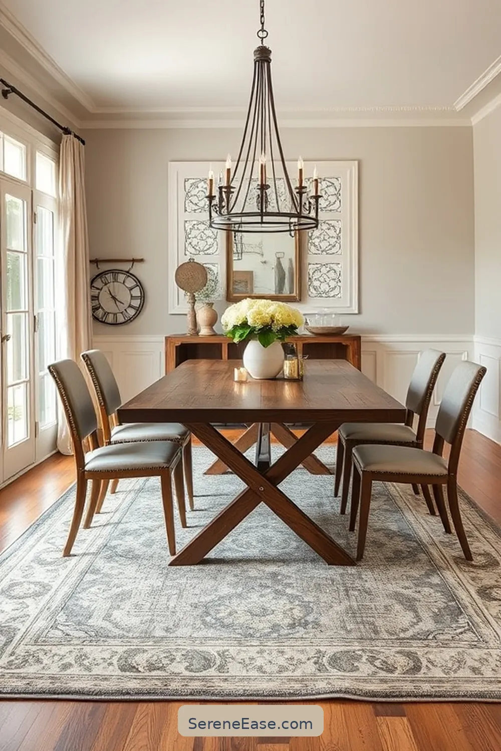 20 Ways to Incorporate Metallic Accents in Modern Farmhouse Dining Room Style 17 Choose Metallic Rugs for 20 Ways to Incorporate Metallic Accents in Modern Farmhouse Dining Room Style