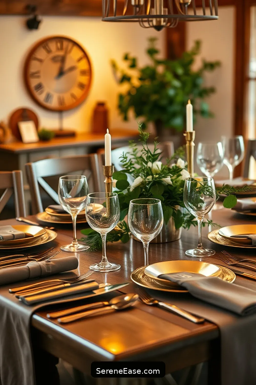 20 Ways to Incorporate Metallic Accents in Modern Farmhouse Dining Room Style 3 Incorporate Metallic Tableware for 20 Ways to Incorporate Metallic Accents in Modern Farmhouse Dining Room Style