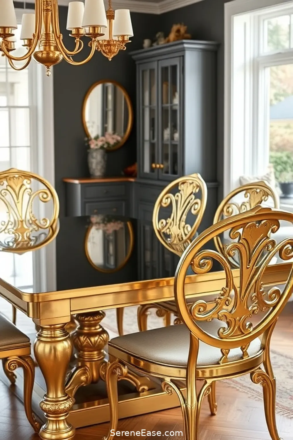 20 Ways to Incorporate Metallic Accents in Modern Farmhouse Dining Room Style 6 Opt for Metallic Accents on Furniture for 20 Ways to Incorporate Metallic Accents in Modern Farmhouse Dining Room Style