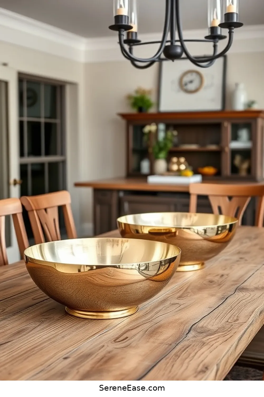20 Ways to Incorporate Metallic Accents in Modern Farmhouse Dining Room Style 14 Use Metallic Decorative Bowls for 20 Ways to Incorporate Metallic Accents in Modern Farmhouse Dining Room Style