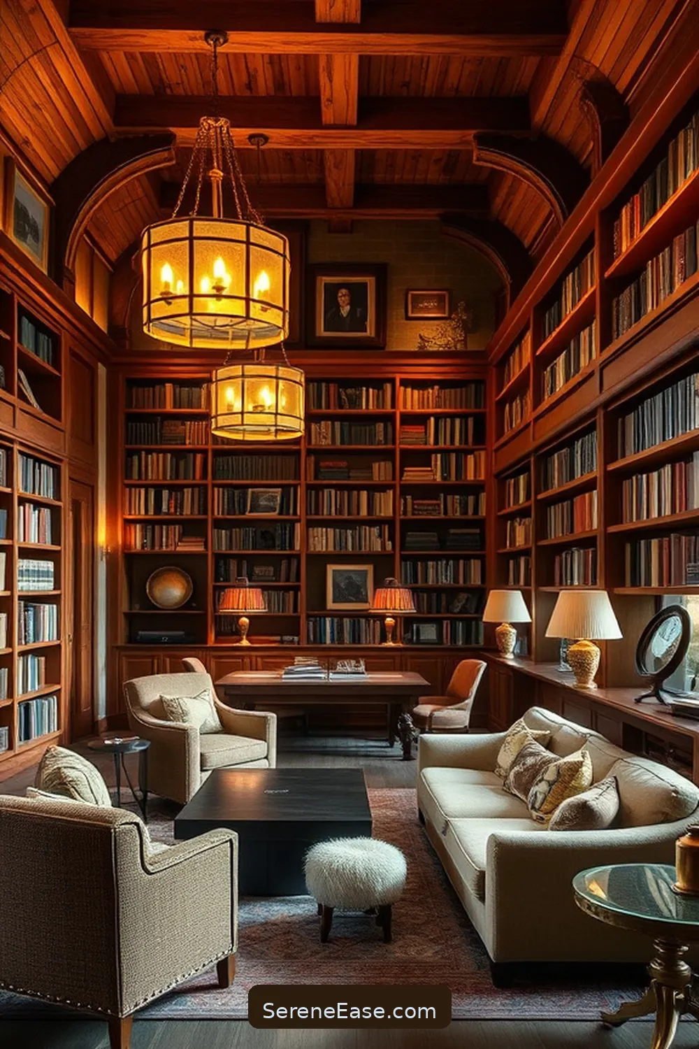 20 Ways to Incorporate Metallic Accents in Rustic Library Style 3 Incorporating Brass Lighting Fixtures for 20 Ways to Incorporate Metallic Accents in Rustic Library Style