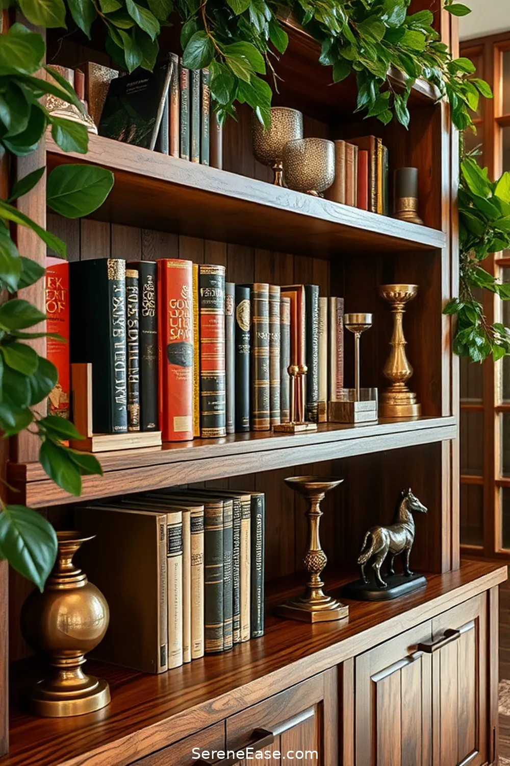 20 Ways to Incorporate Metallic Accents in Rustic Library Style 19 Incorporating Metallic Décor on Bookshelves for 20 Ways to Incorporate Metallic Accents in Rustic Library Style