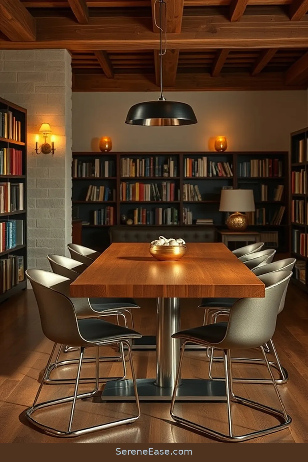 20 Ways to Incorporate Metallic Accents in Rustic Library Style 6 Mixing Wood and Metal Furniture for 20 Ways to Incorporate Metallic Accents in Rustic Library Style