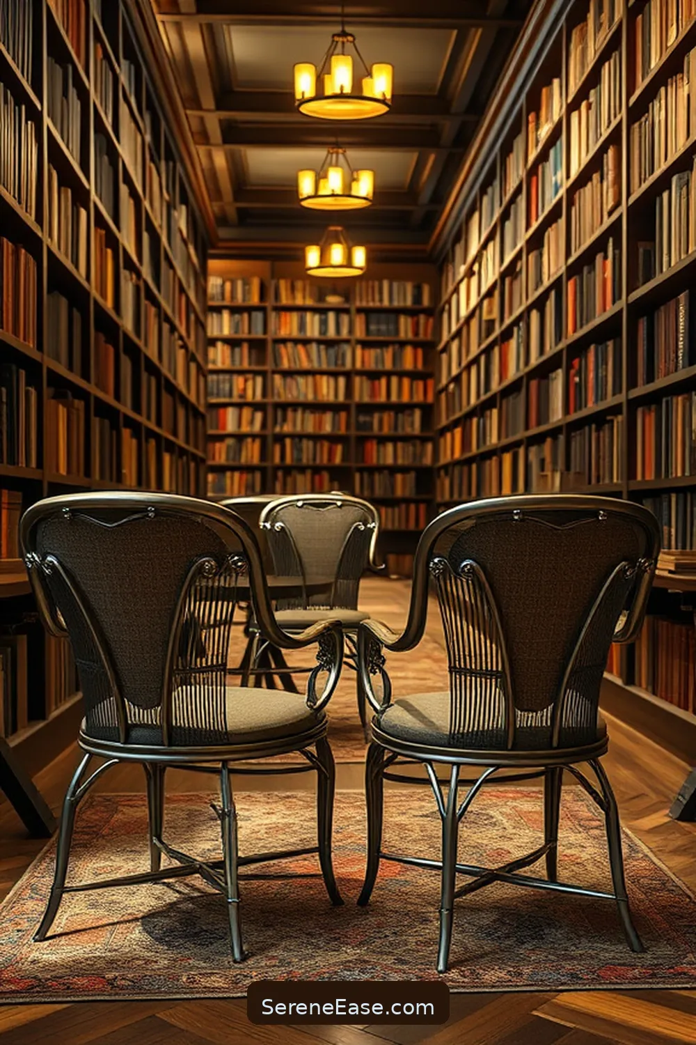 20 Ways to Incorporate Metallic Accents in Rustic Library Style 18 Stylish Metal Chairs or Stools for 20 Ways to Incorporate Metallic Accents in Rustic Library Style