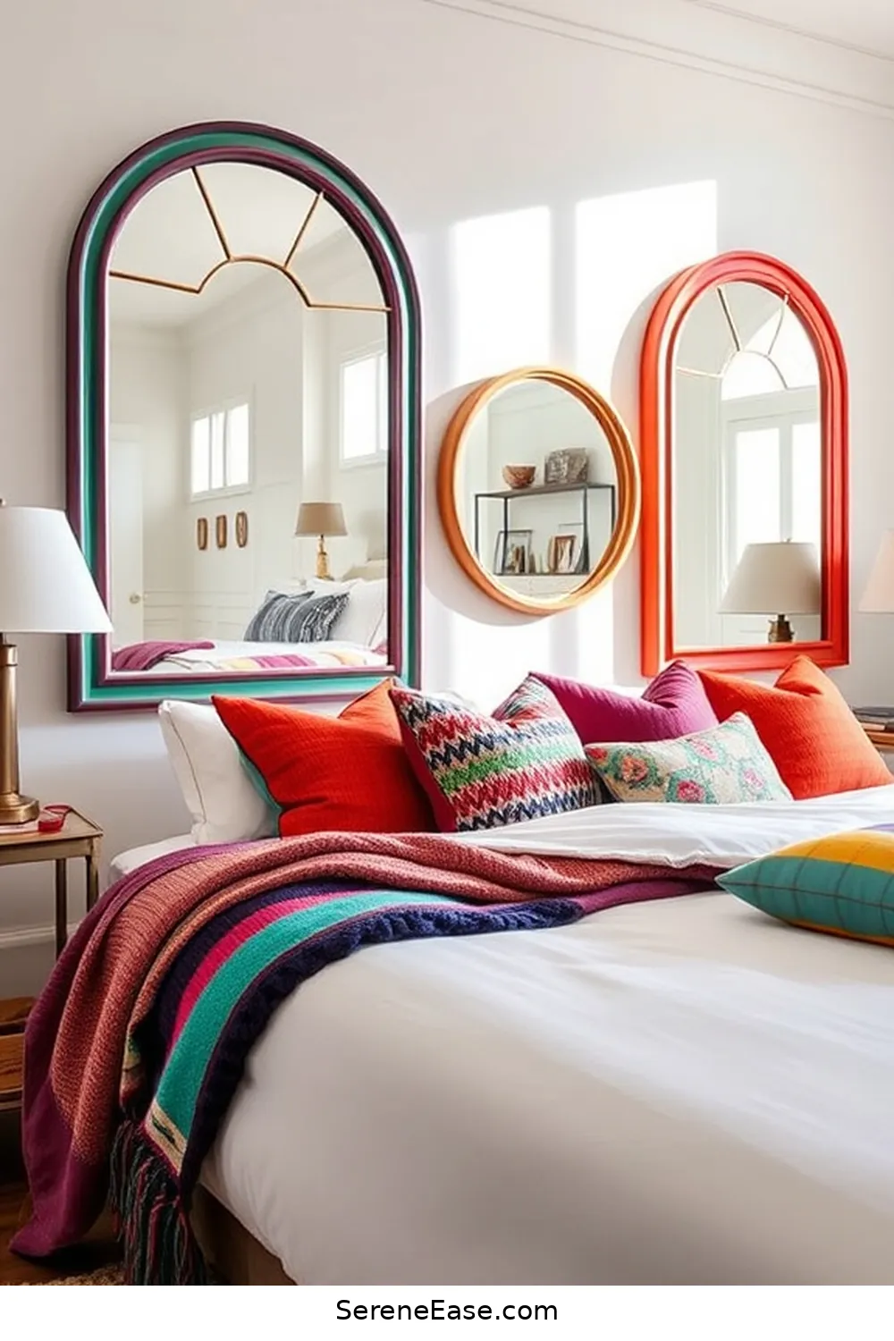 20 Ways to Infuse Bold Bright Colors in Modern Farmhouse Bedroom Style 17 Incorporate Bright Mirrors for 20 Ways to Infuse Bold Bright Colors in Modern Farmhouse Bedroom Style