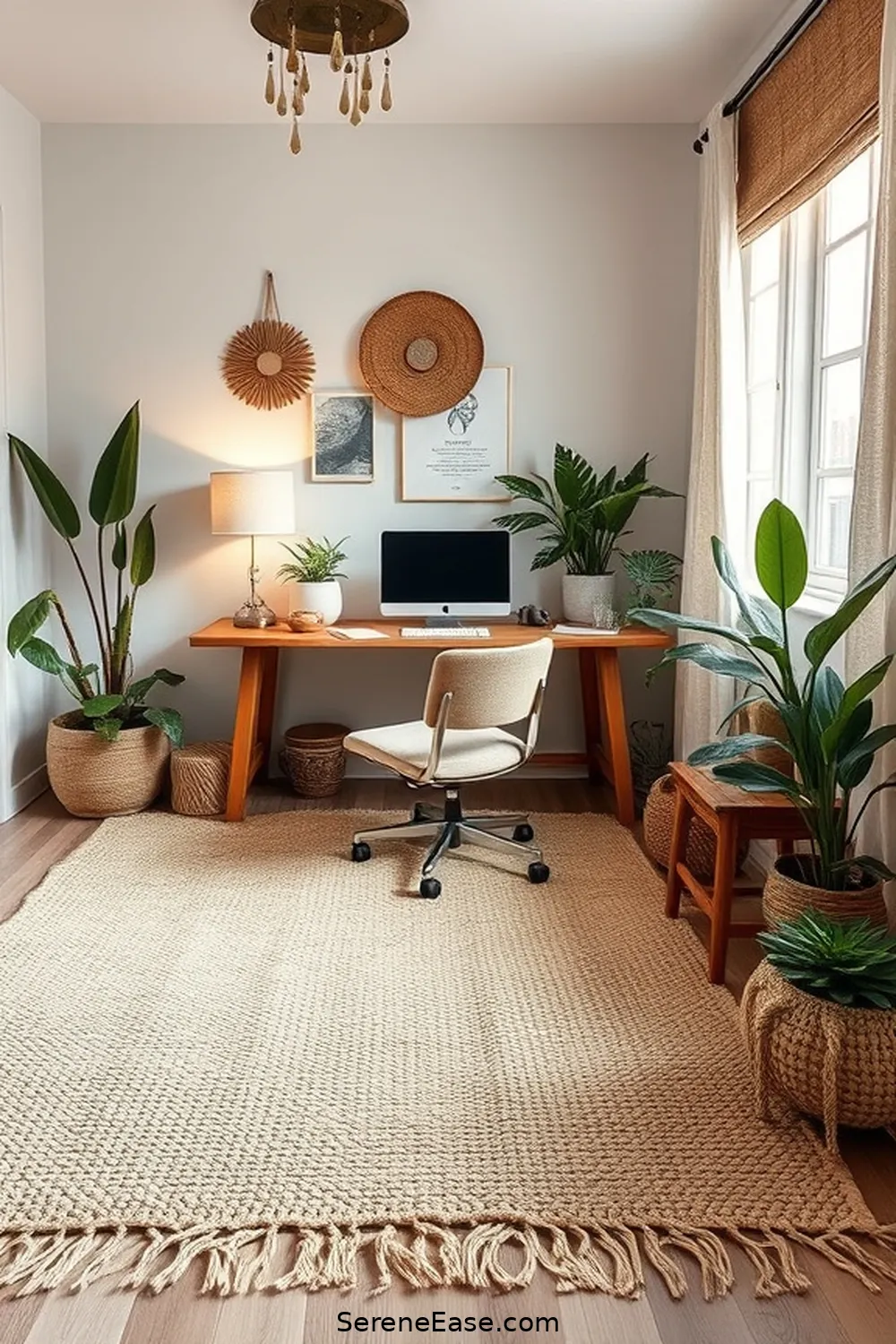 20 Ways to Integrate Earth Tones Into Your Bohemian Style Home Office 4 Use Natural Fiber Rugs for 20 Ways to Integrate Earth Tones Into Your Bohemian Style Home Office