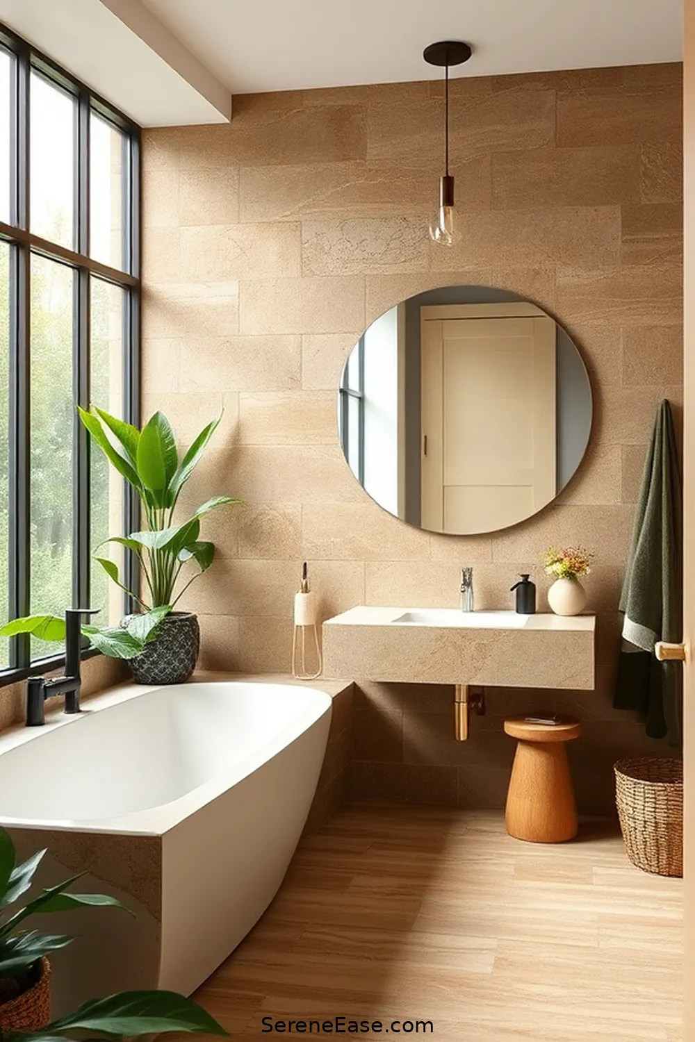 20 Ways to Use Earth Tones in Your Modern Farmhouse Bathroom Style 3 Incorporate Natural Stone Accents for 20 Ways to Use Earth Tones in Your Modern Farmhouse Bathroom Style