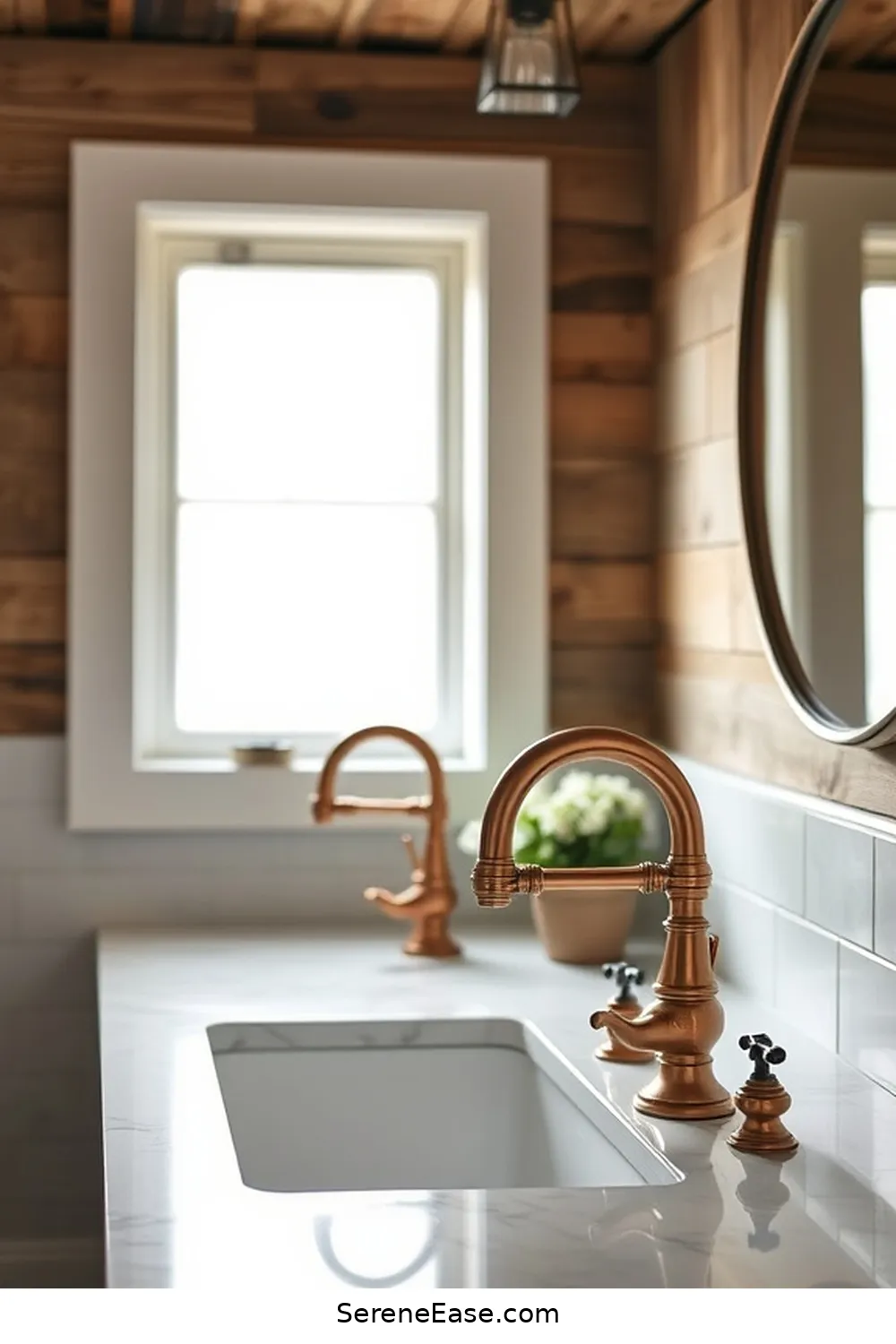20 Ways to Use Earth Tones in Your Modern Farmhouse Bathroom Style 17 Install Copper or Bronze Faucets for 20 Ways to Use Earth Tones in Your Modern Farmhouse Bathroom Style