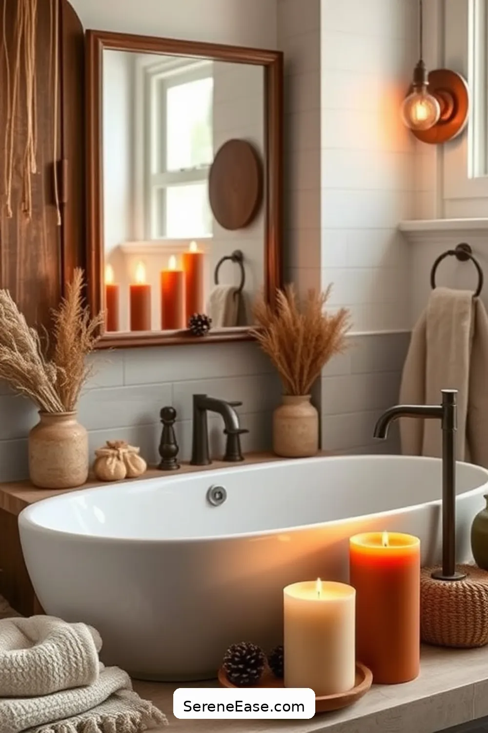 20 Ways to Use Earth Tones in Your Modern Farmhouse Bathroom Style 15 Use Earth-Toned Candles for Ambiance for 20 Ways to Use Earth Tones in Your Modern Farmhouse Bathroom Style