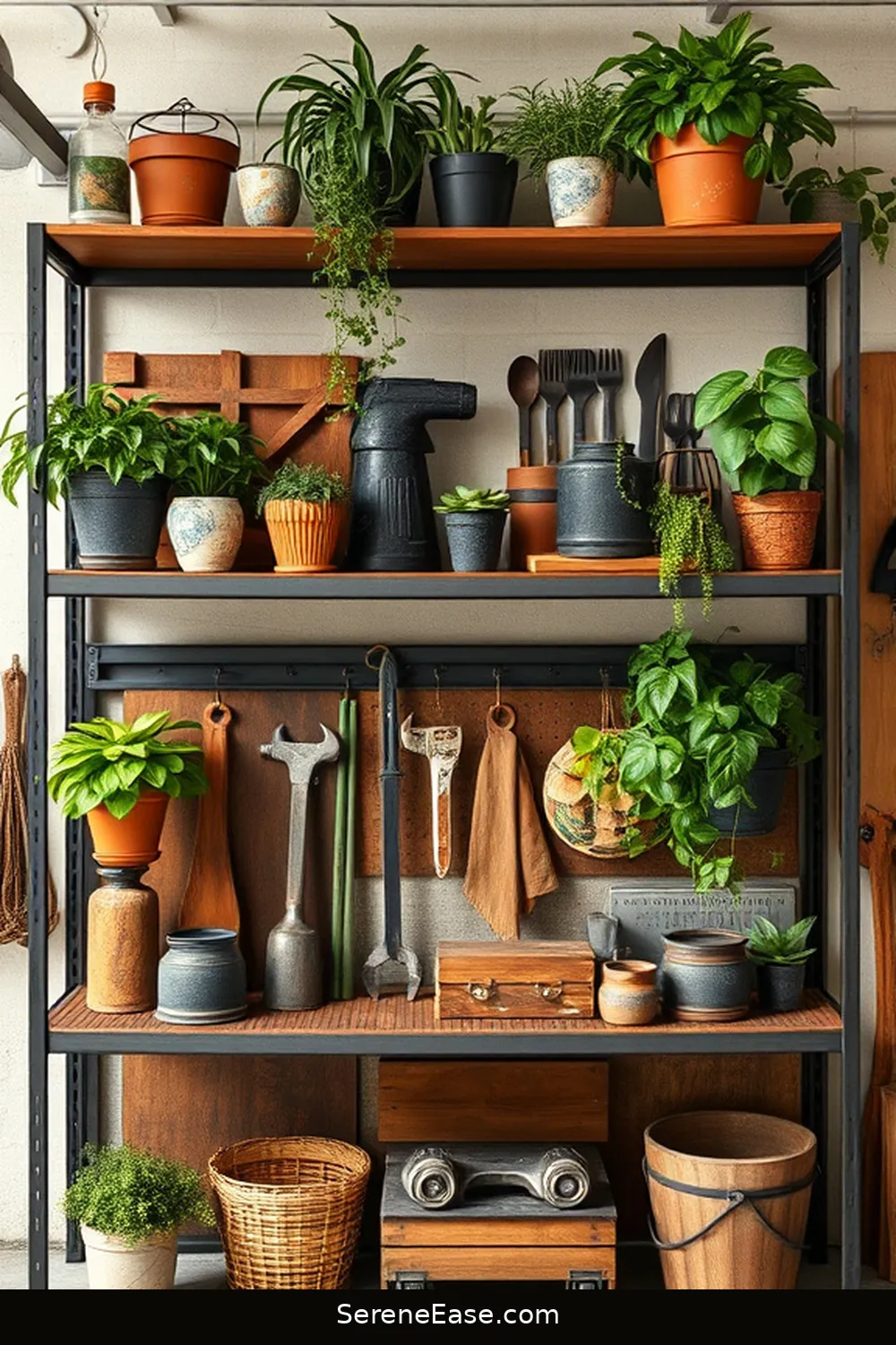 20 Ways to Use Metallic Accents in Rustic Garage Style 5 Introduce Rustic Metal Shelving for 20 Ways to Use Metallic Accents in Rustic Garage Style