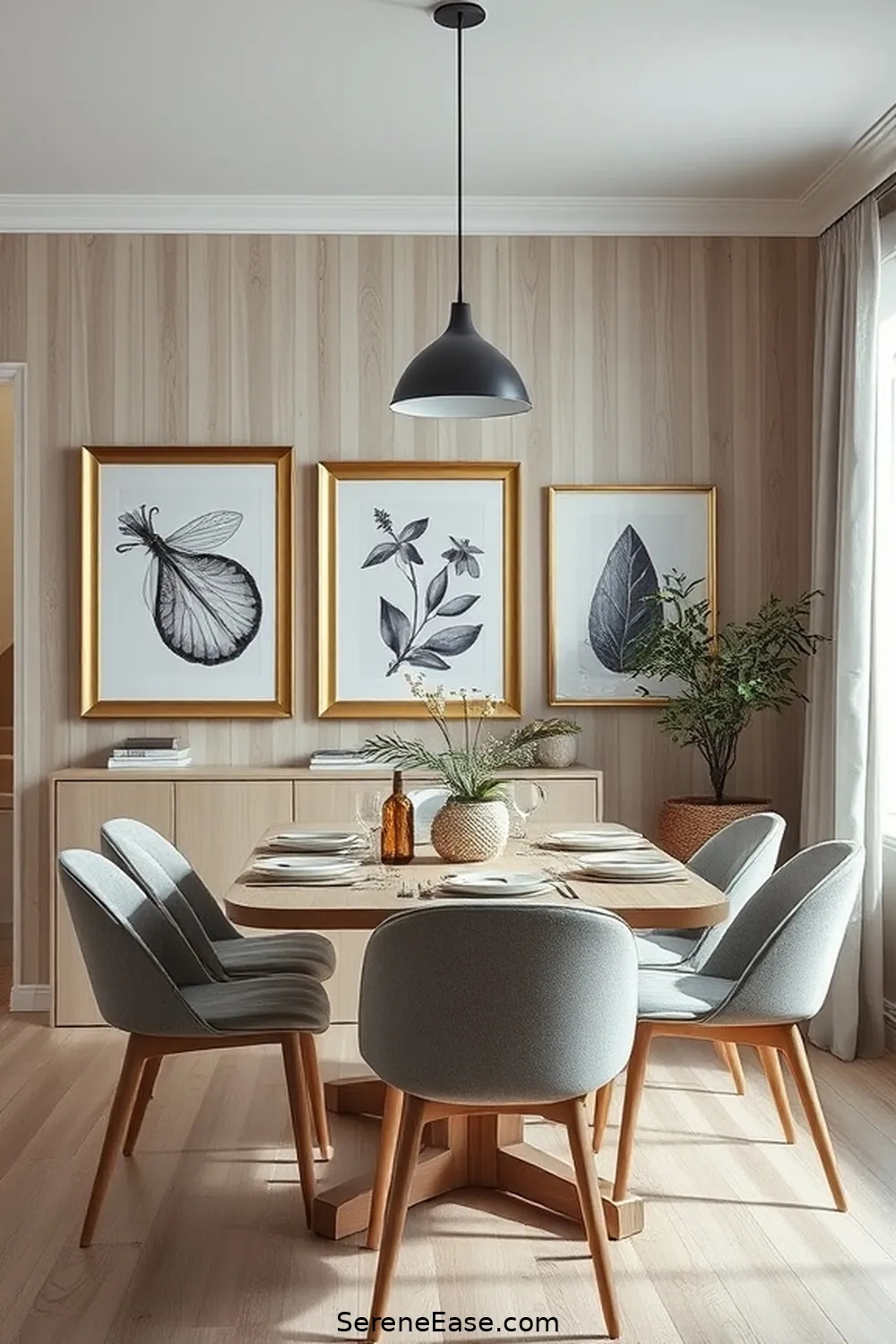 20 Ways to Use Metallic Accents in Scandinavian Style Dining Rooms 18 Add Metallic Picture Frames for 20 Ways to Use Metallic Accents in Scandinavian Style Dining Rooms