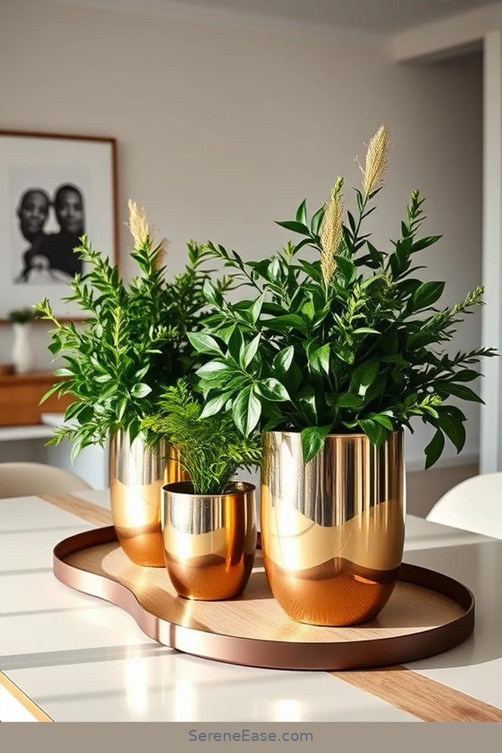 20 Ways to Use Metallic Accents in Scandinavian Style Dining Rooms 20 Include Metallic Planters for 20 Ways to Use Metallic Accents in Scandinavian Style Dining Rooms