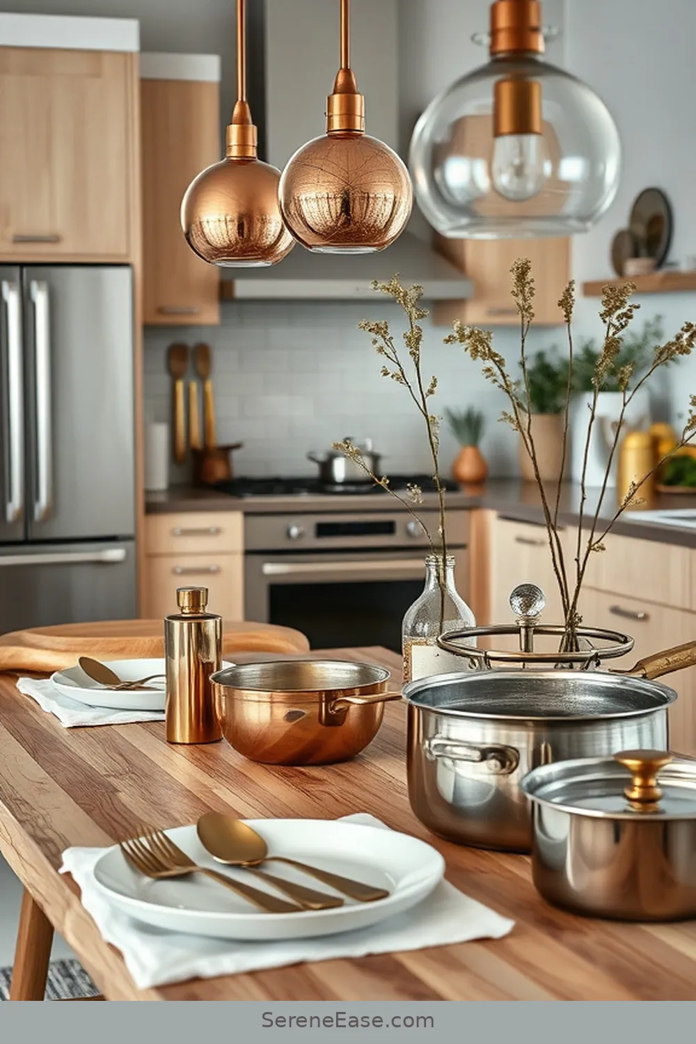 20 Ways to Use Metallic Accents in Scandinavian Style Dining Rooms 16 Integrate Metallic Kitchen Accessories for 20 Ways to Use Metallic Accents in Scandinavian Style Dining Rooms