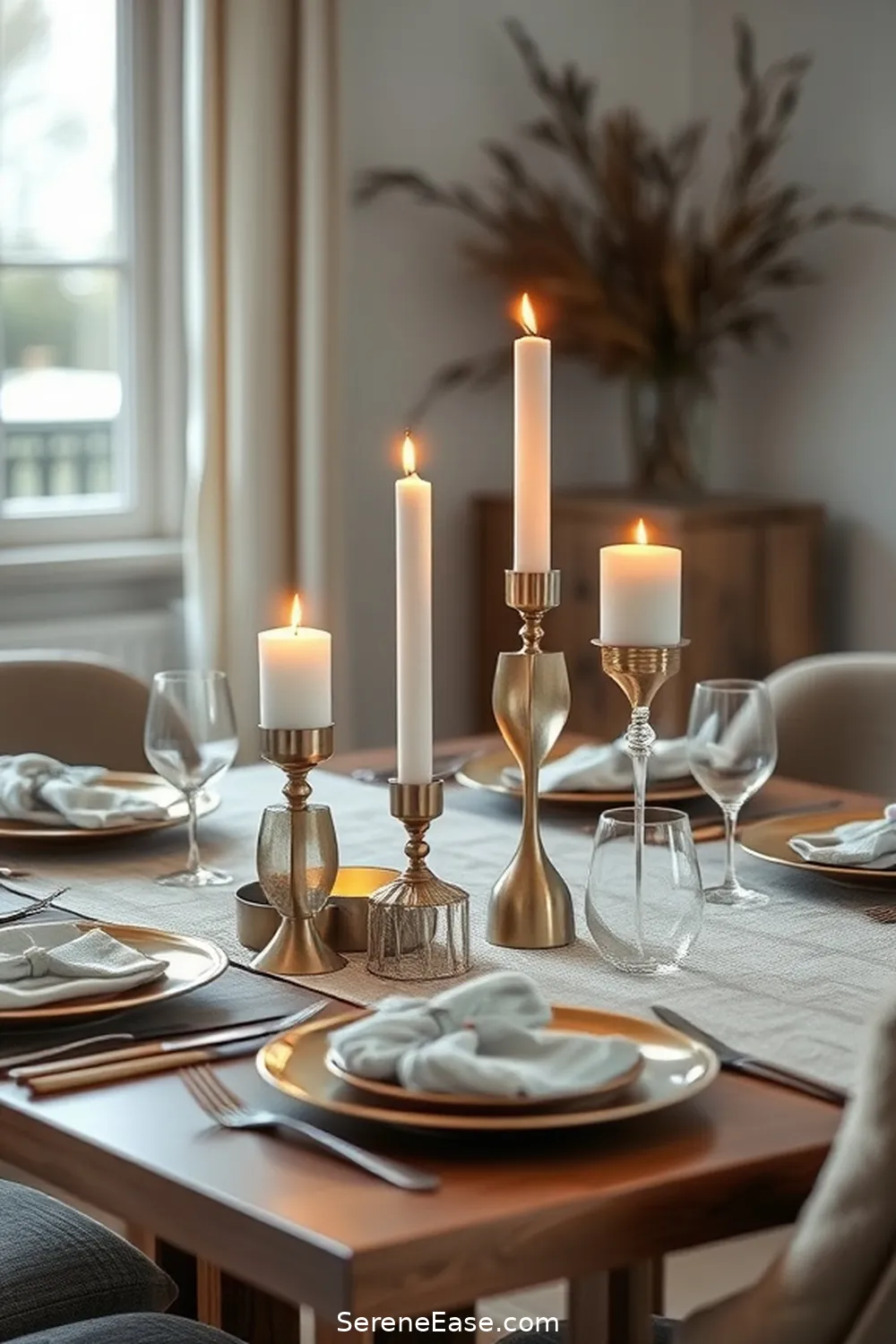 20 Ways to Use Metallic Accents in Scandinavian Style Dining Rooms 7 Use Metallic Candles and Holders for 20 Ways to Use Metallic Accents in Scandinavian Style Dining Rooms