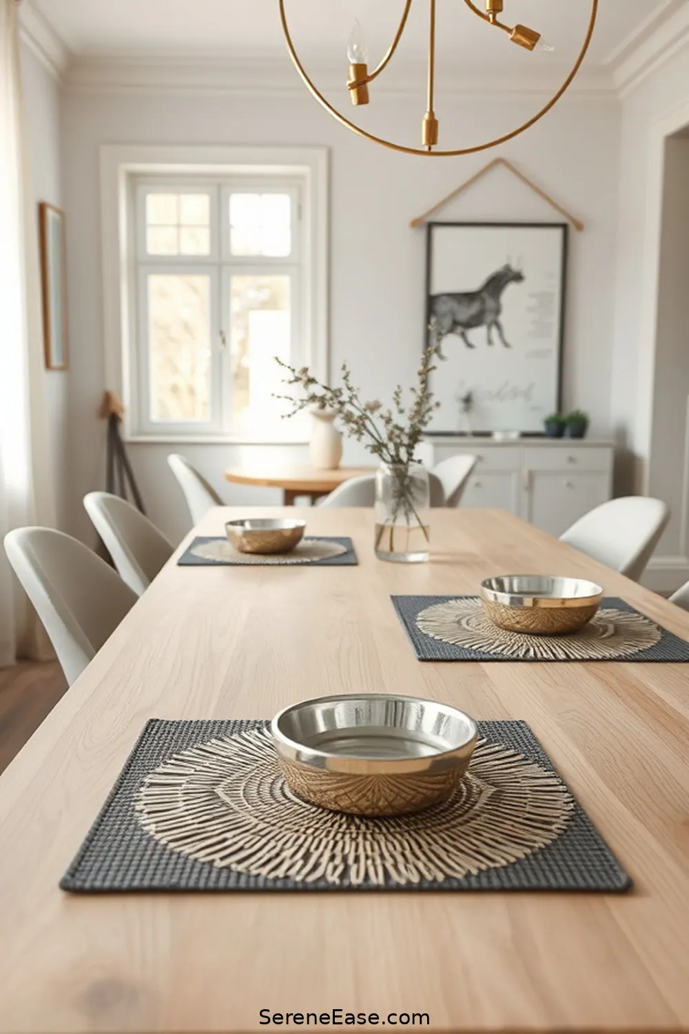 20 Ways to Use Metallic Accents in Scandinavian Style Dining Rooms 21 Use Metallic Coasters and Placemats for 20 Ways to Use Metallic Accents in Scandinavian Style Dining Rooms