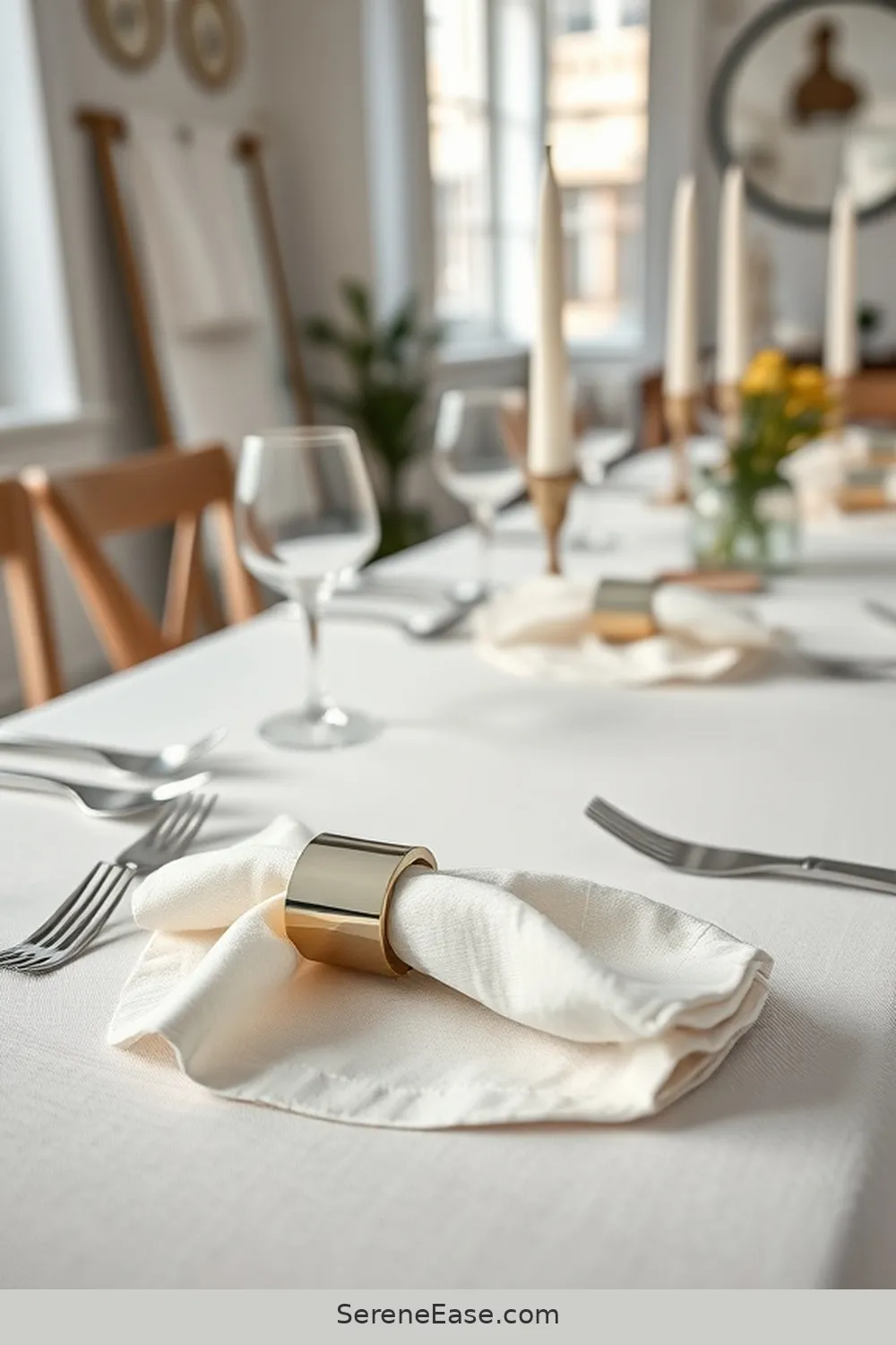 20 Ways to Use Metallic Accents in Scandinavian Style Dining Rooms 13 Use Metallic Napkin Rings for 20 Ways to Use Metallic Accents in Scandinavian Style Dining Rooms