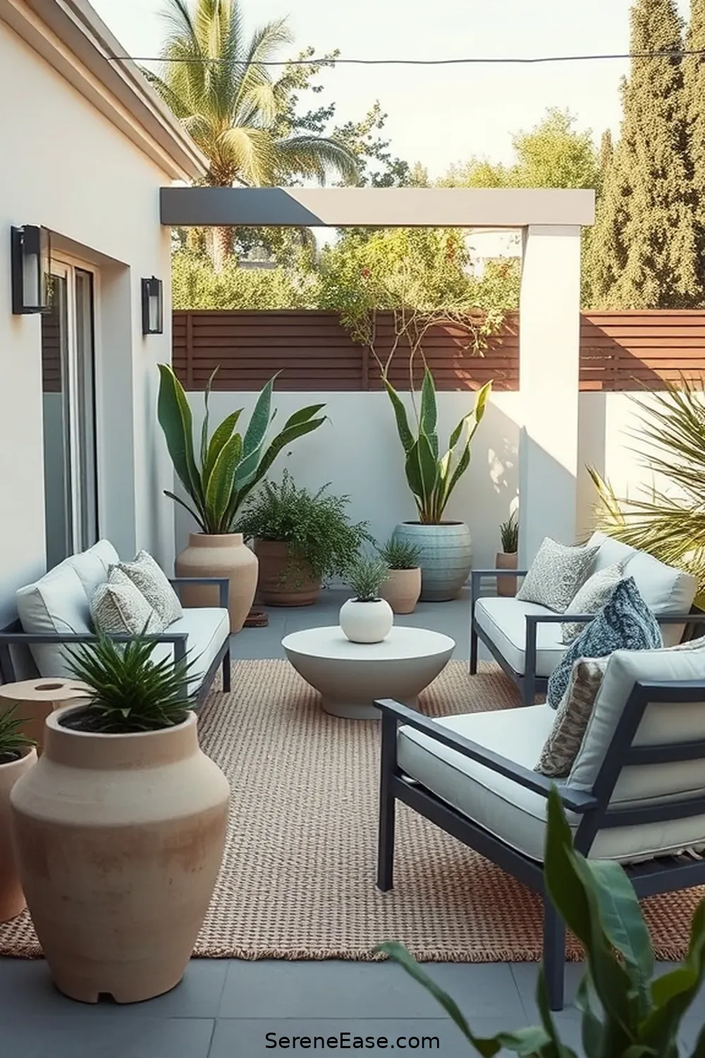 20 Ways to Use Neutral Tones in Your Mid-Century Modern Outdoor Patio Style 15 Incorporate Neutral Garden Accessories for 20 Ways to Use Neutral Tones in Your Mid-Century Modern Outdoor Patio Style